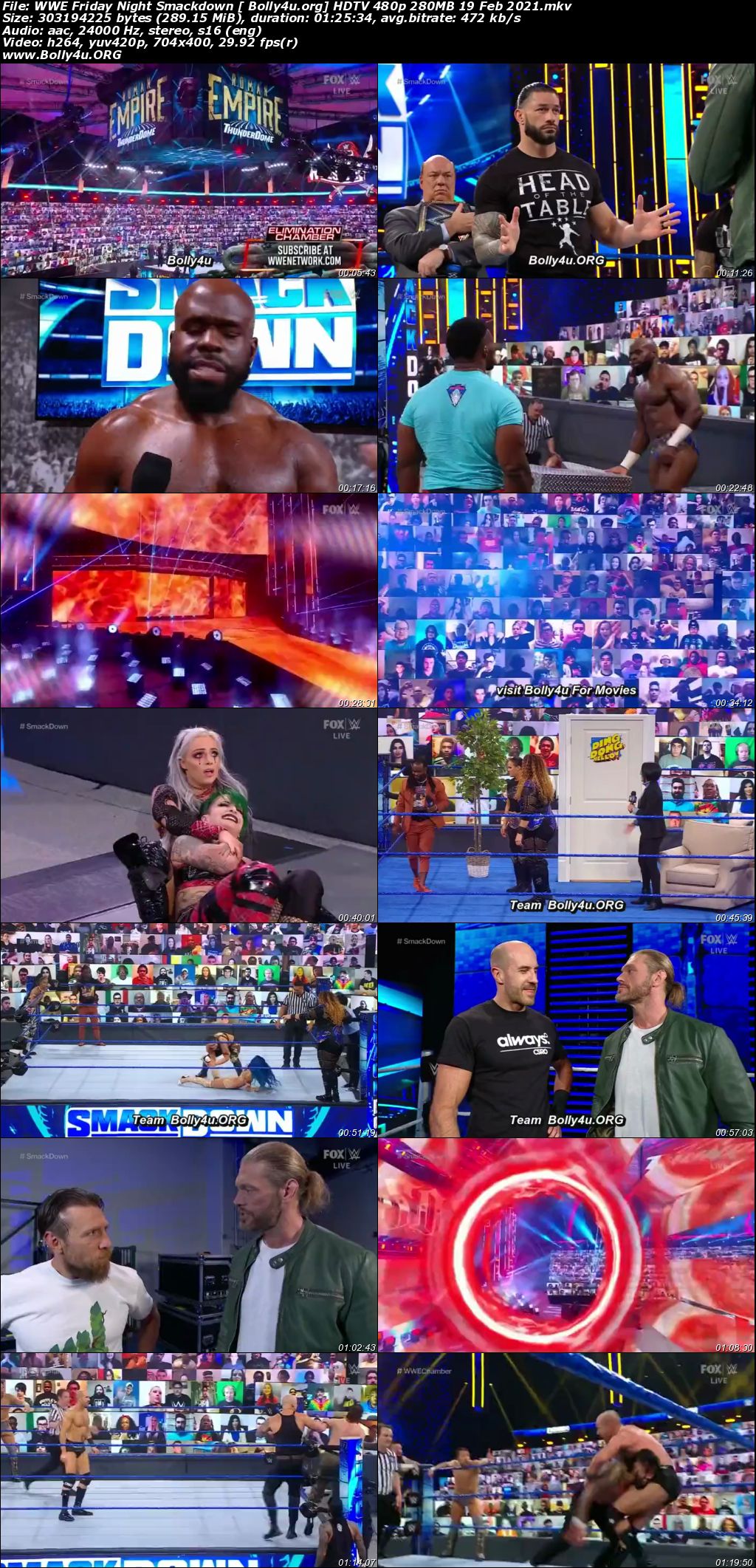 WWE Friday Night Smackdown HDTV 480p 280MB 19 Feb 2021 Download