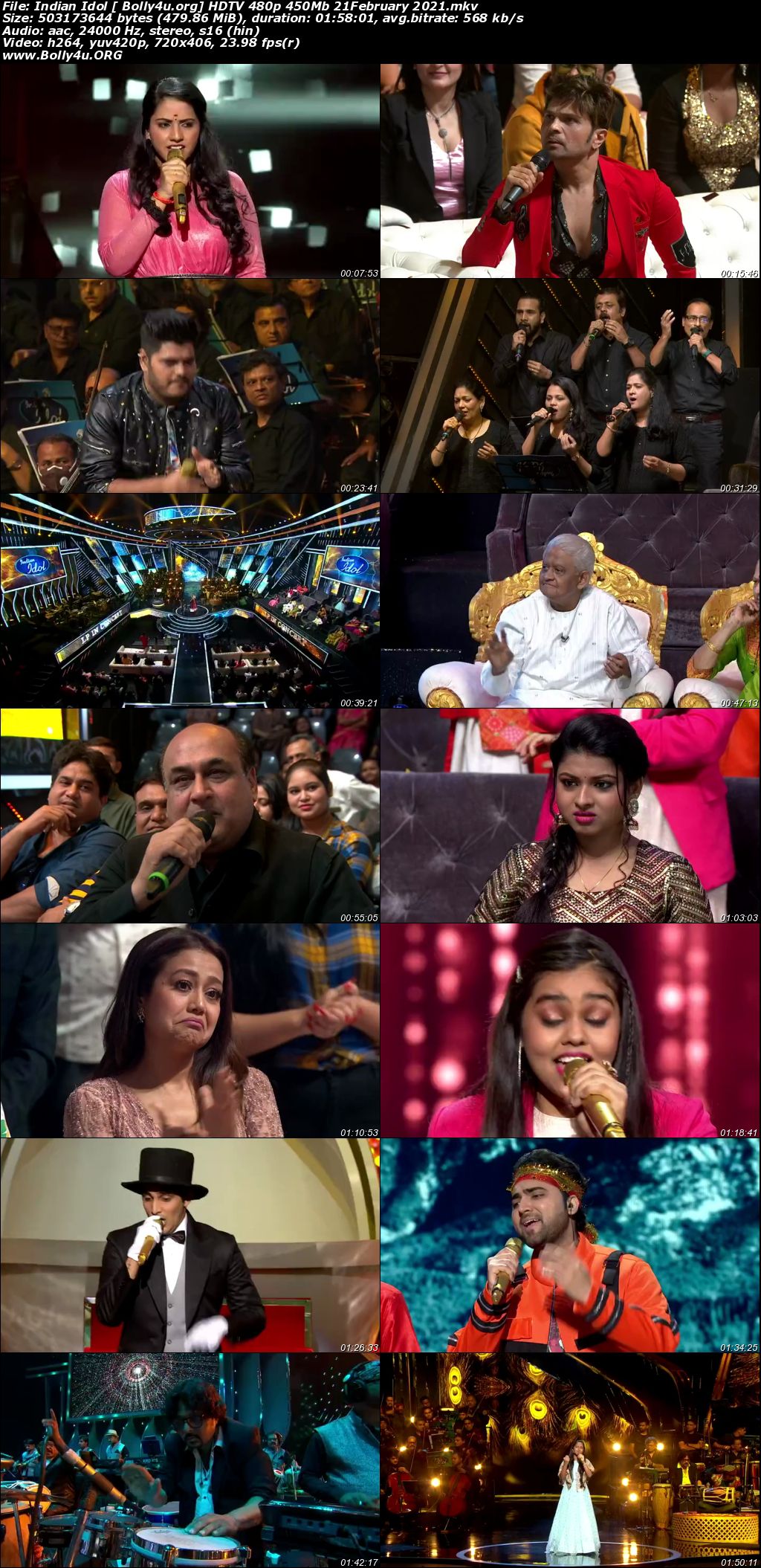 Indian Idol 2021 HDTV 480p 450Mb 21 February 2021 Download