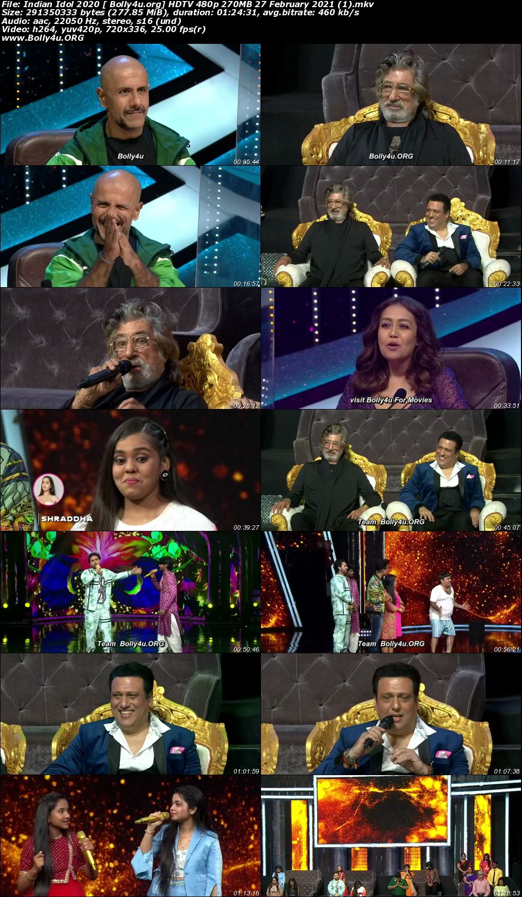 Indian Idol 2020 HDTV 480p 270MB 27 February 2021 Download