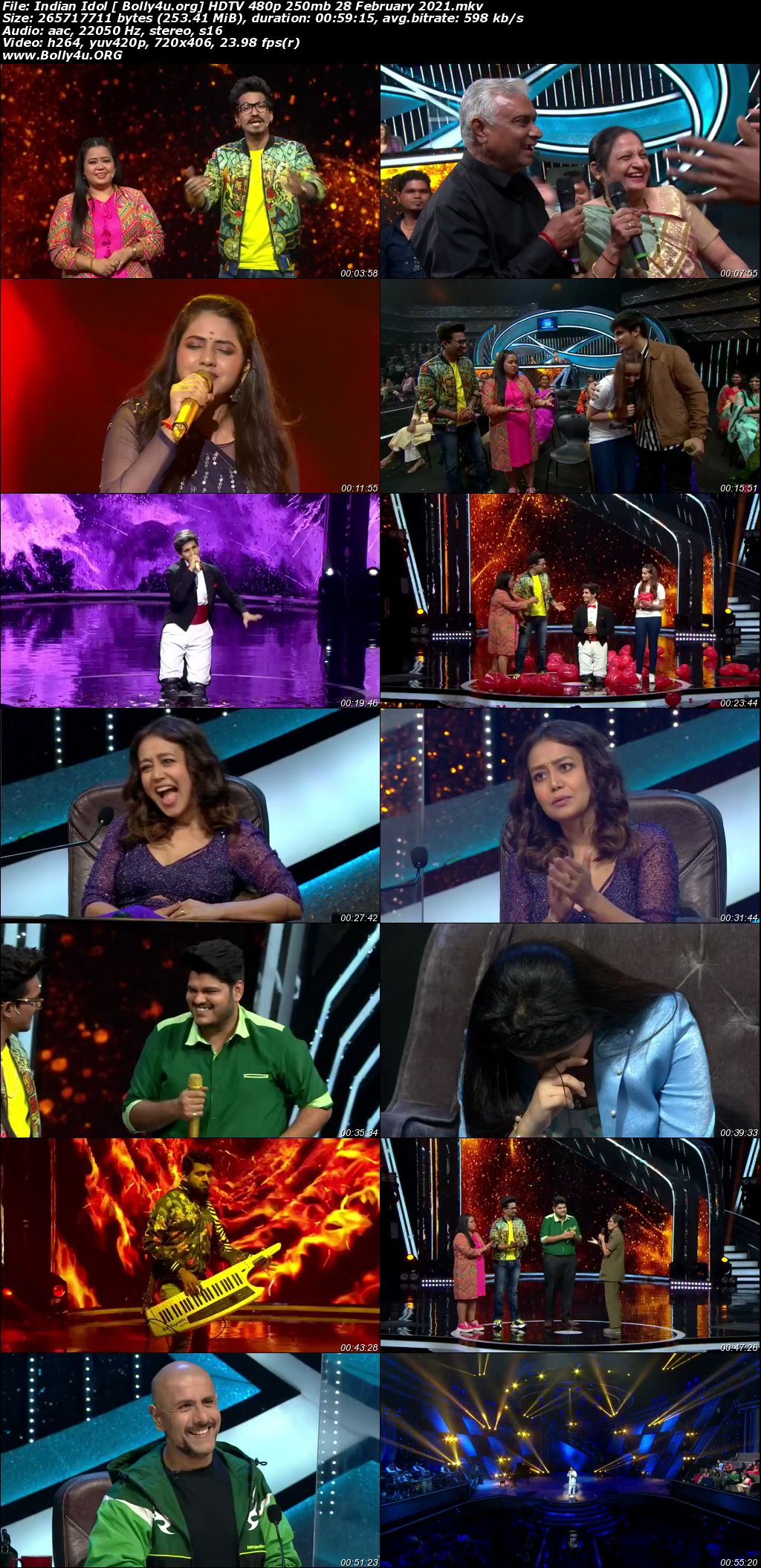 Indian Idol 2021 HDTV 480p 250mb 28 February 2021 Download