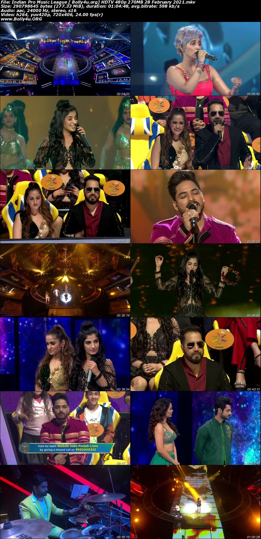 Indian Pro Music League HDTV 480p 270MB 28 February 2021 Download