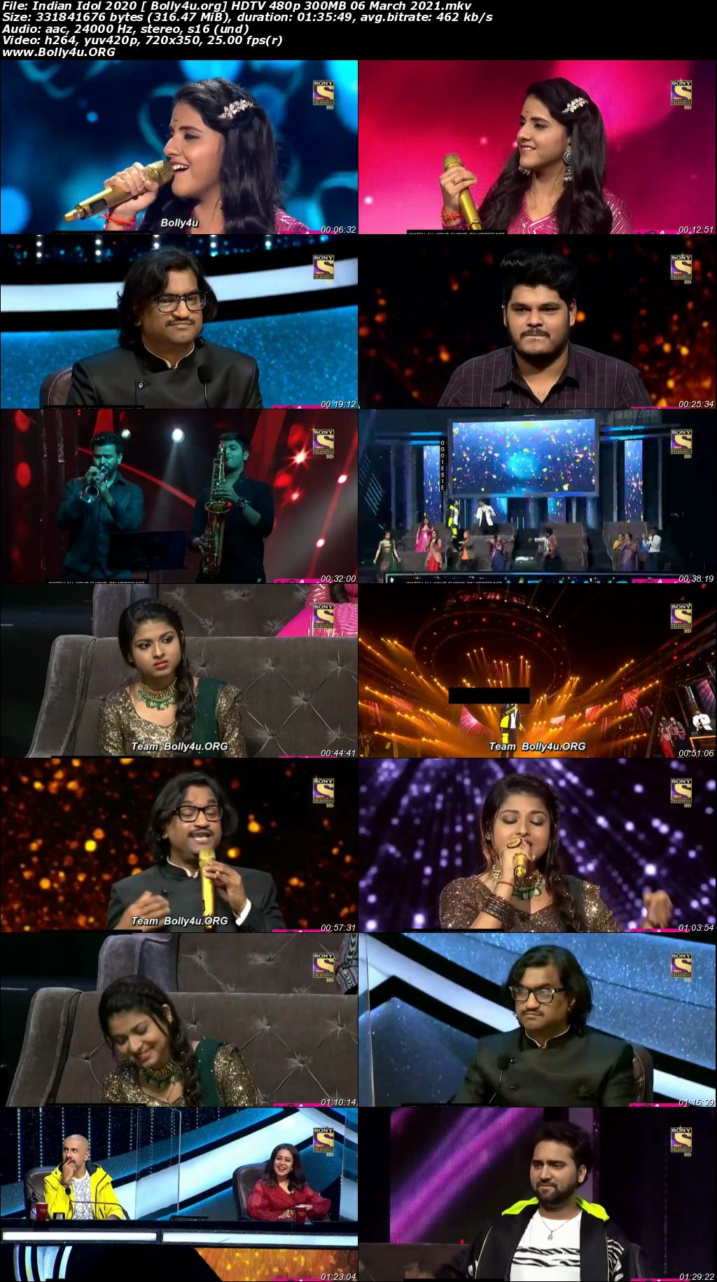 Indian Idol 2020 HDTV 480p 300MB 06 March 2021 Download