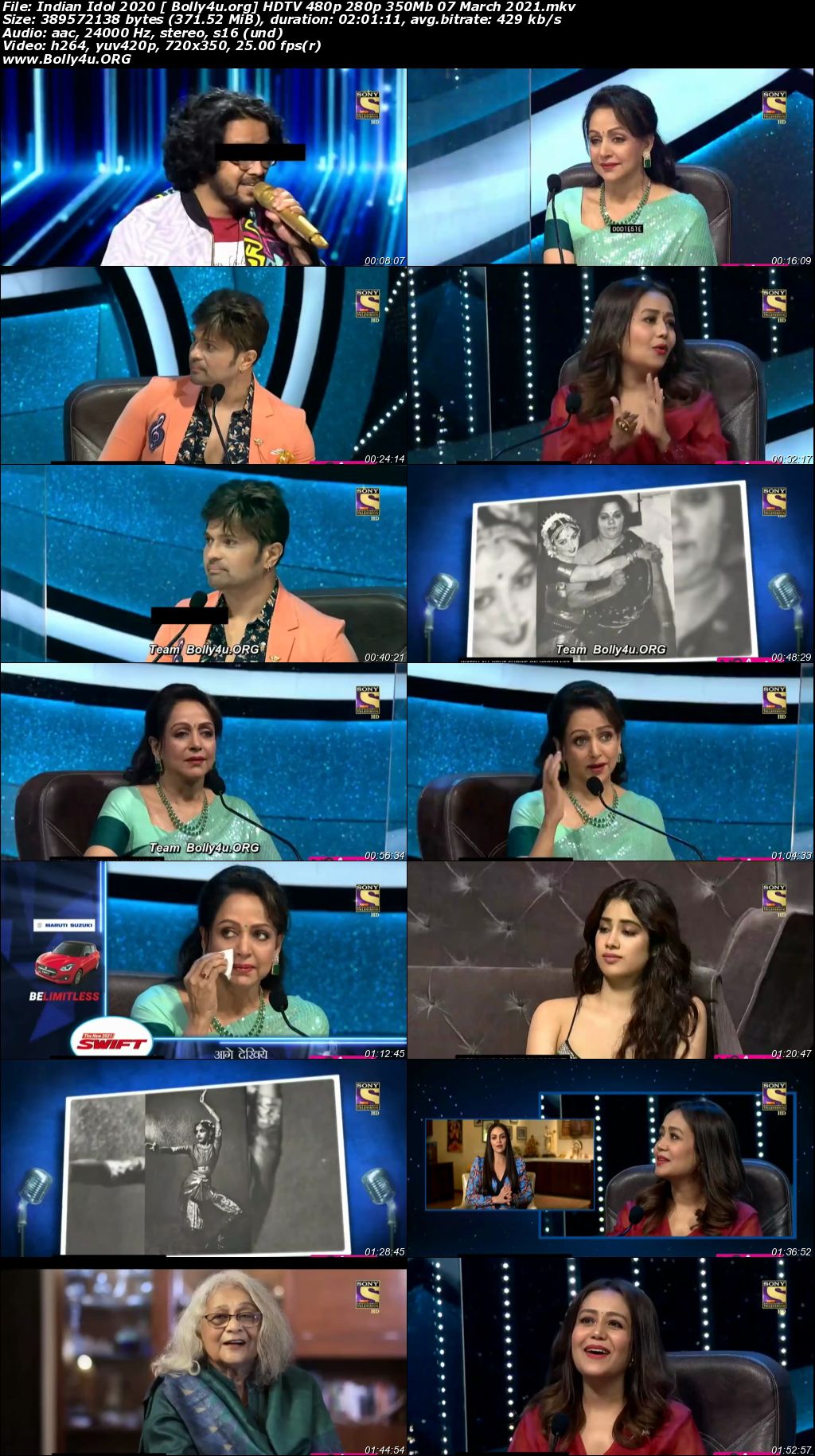Indian Idol 2020 HDTV 480p 280p 350Mb 07 March 2021 Download