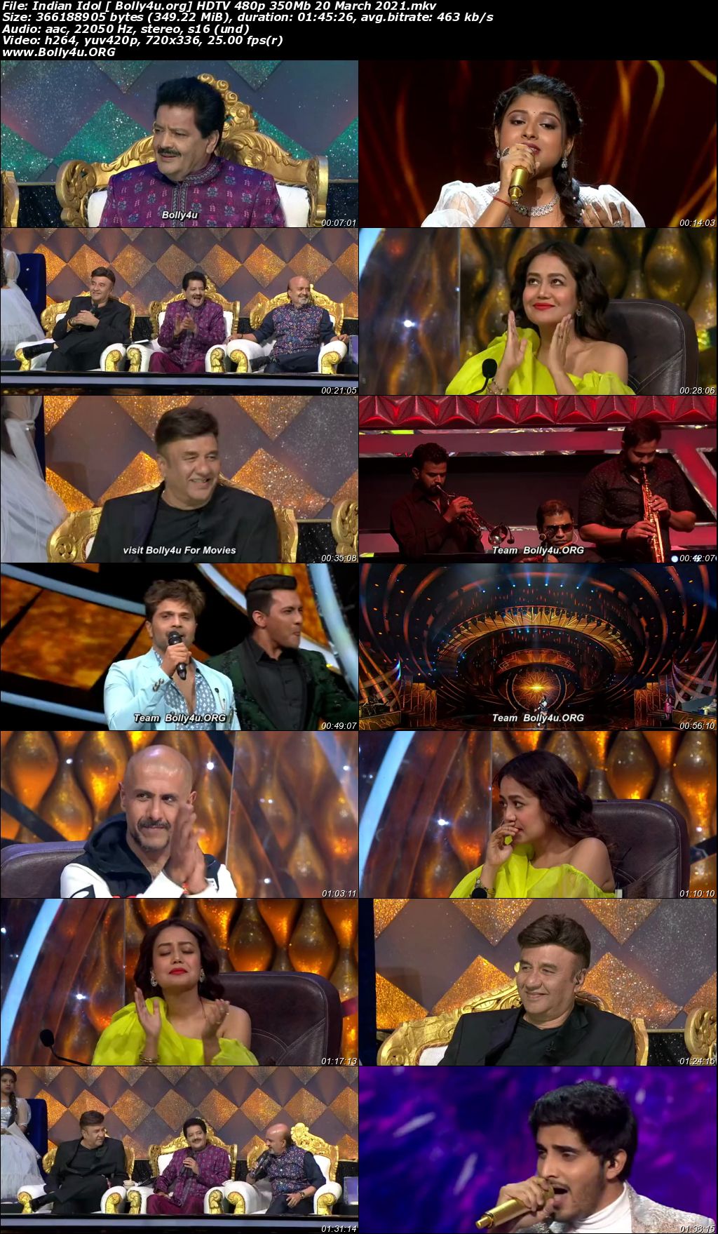 Indian Idol HDTV 480p 350Mb 20 March 2021 Download