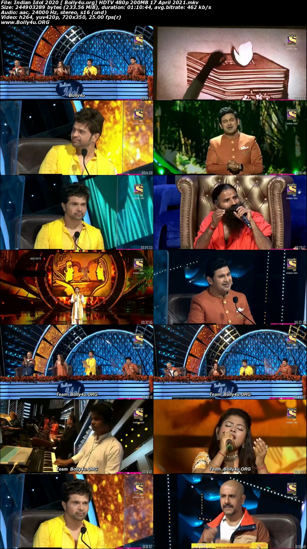 Indian Idol 2020 HDTV 480p 200MB 17 April 2021 Download