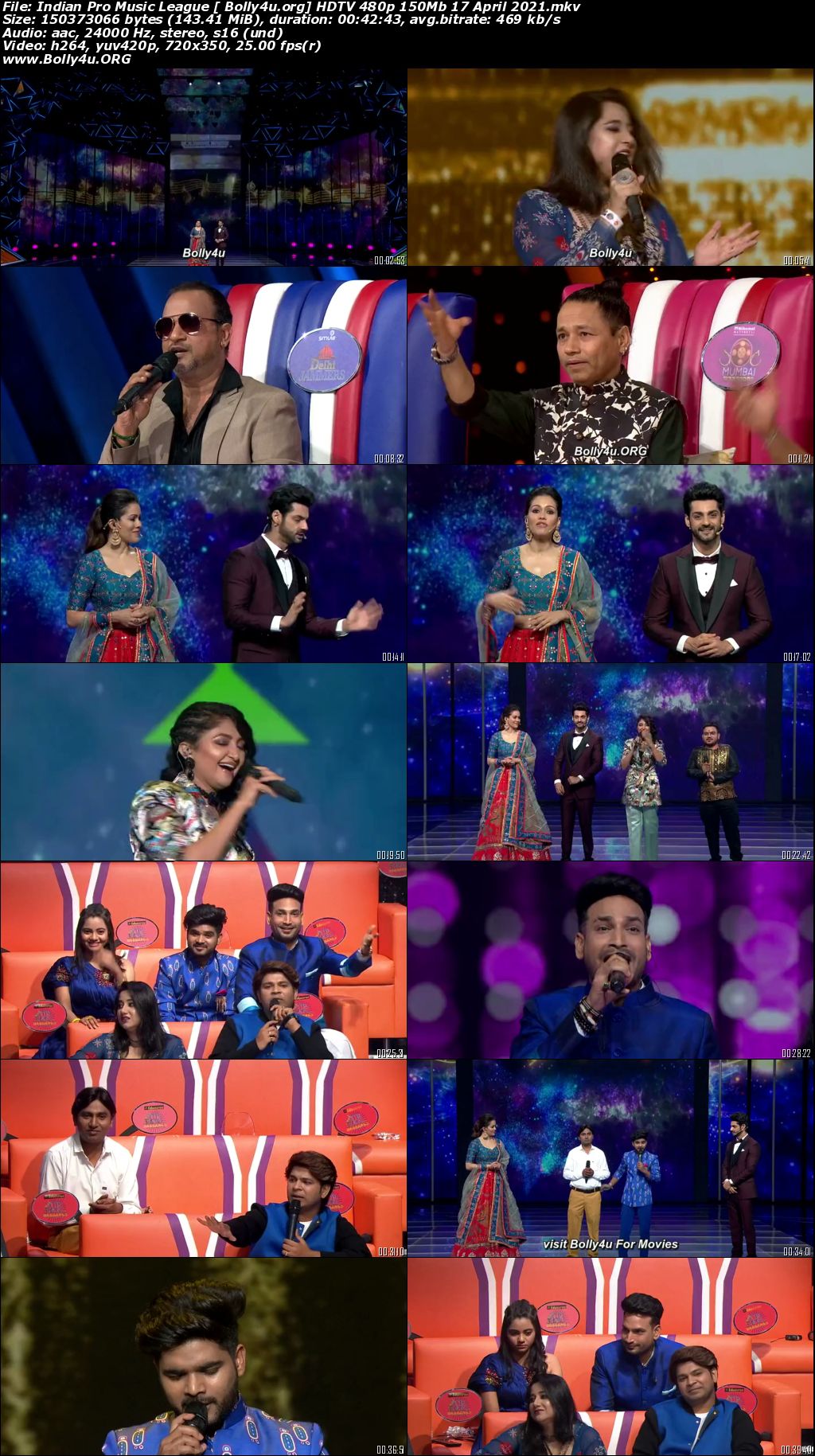 Indian Pro Music League HDTV 480p 150Mb 17 April 2021 Download