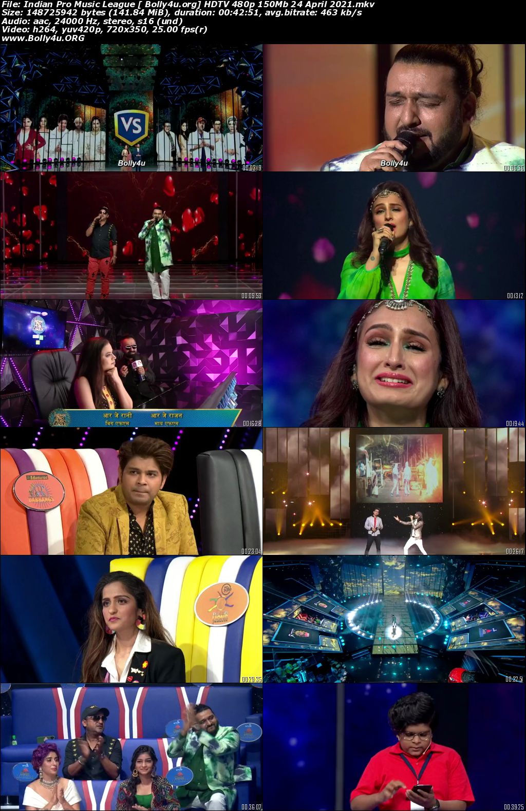 Indian Pro Music League HDTV 480p 150Mb 24 April 2021 Download