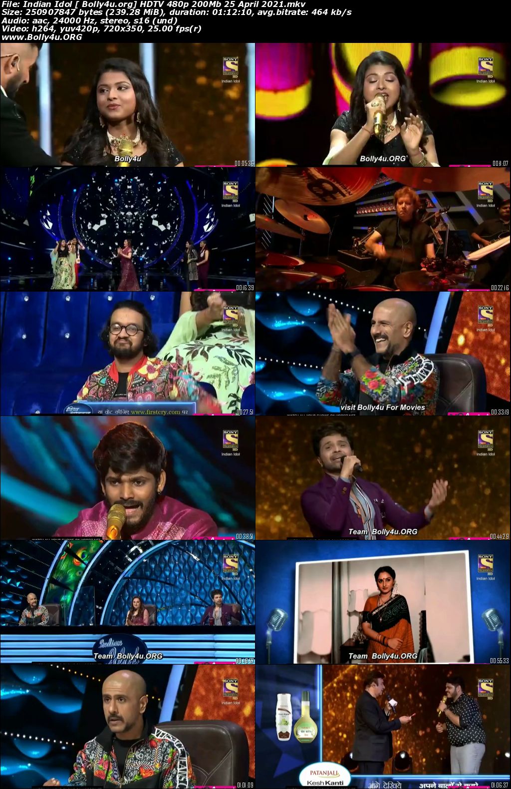 Indian Idol HDTV 480p 200Mb 25 April 2021 Download