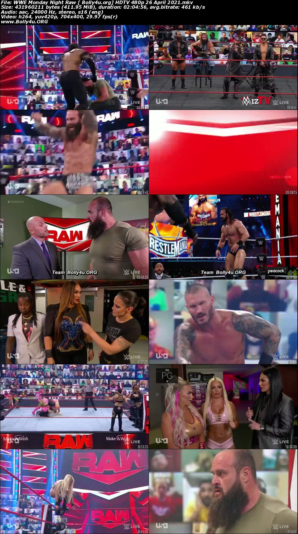 WWE Monday Night Raw HDTV 400MB 480p 26 April 2021 Download