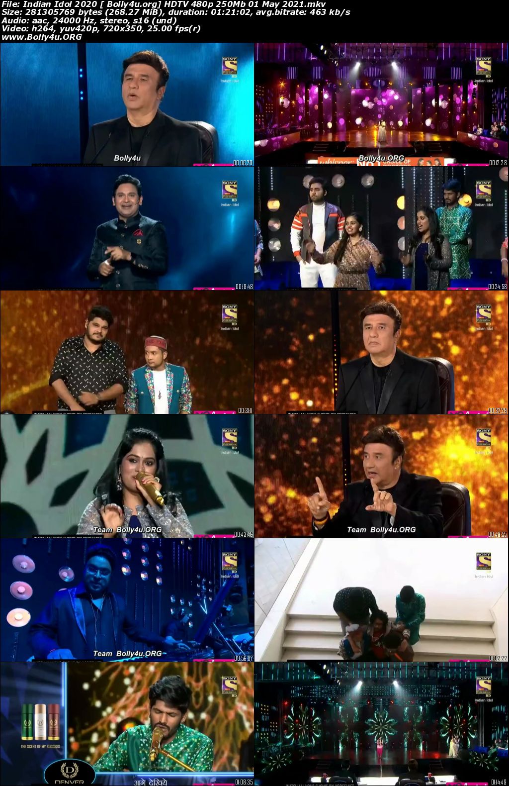 Indian Idol HDTV 480p 250Mb 01 May 2021 Download