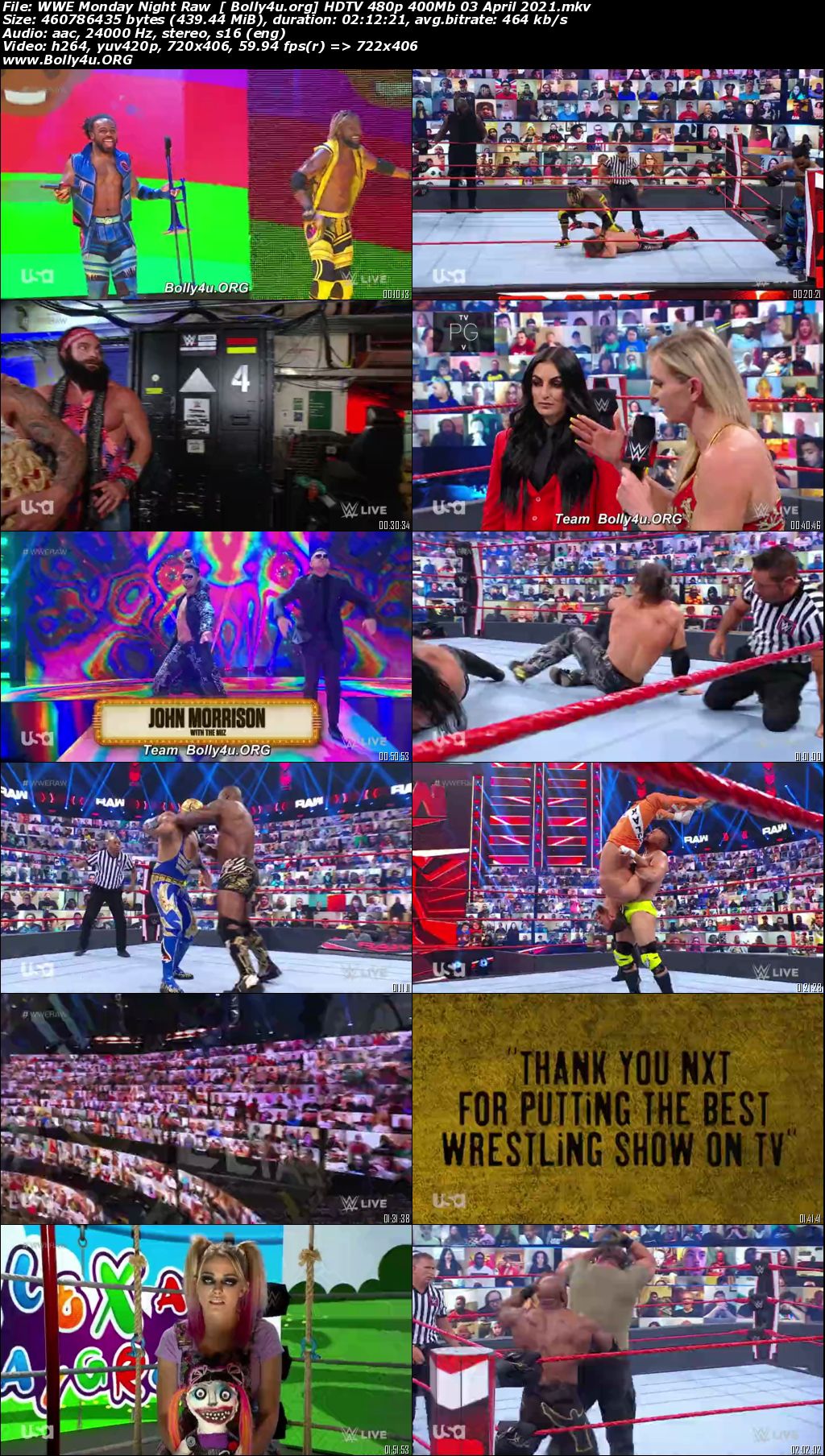 WWE Monday Night Raw HDTV 480p 400Mb 03 April 2021 Download