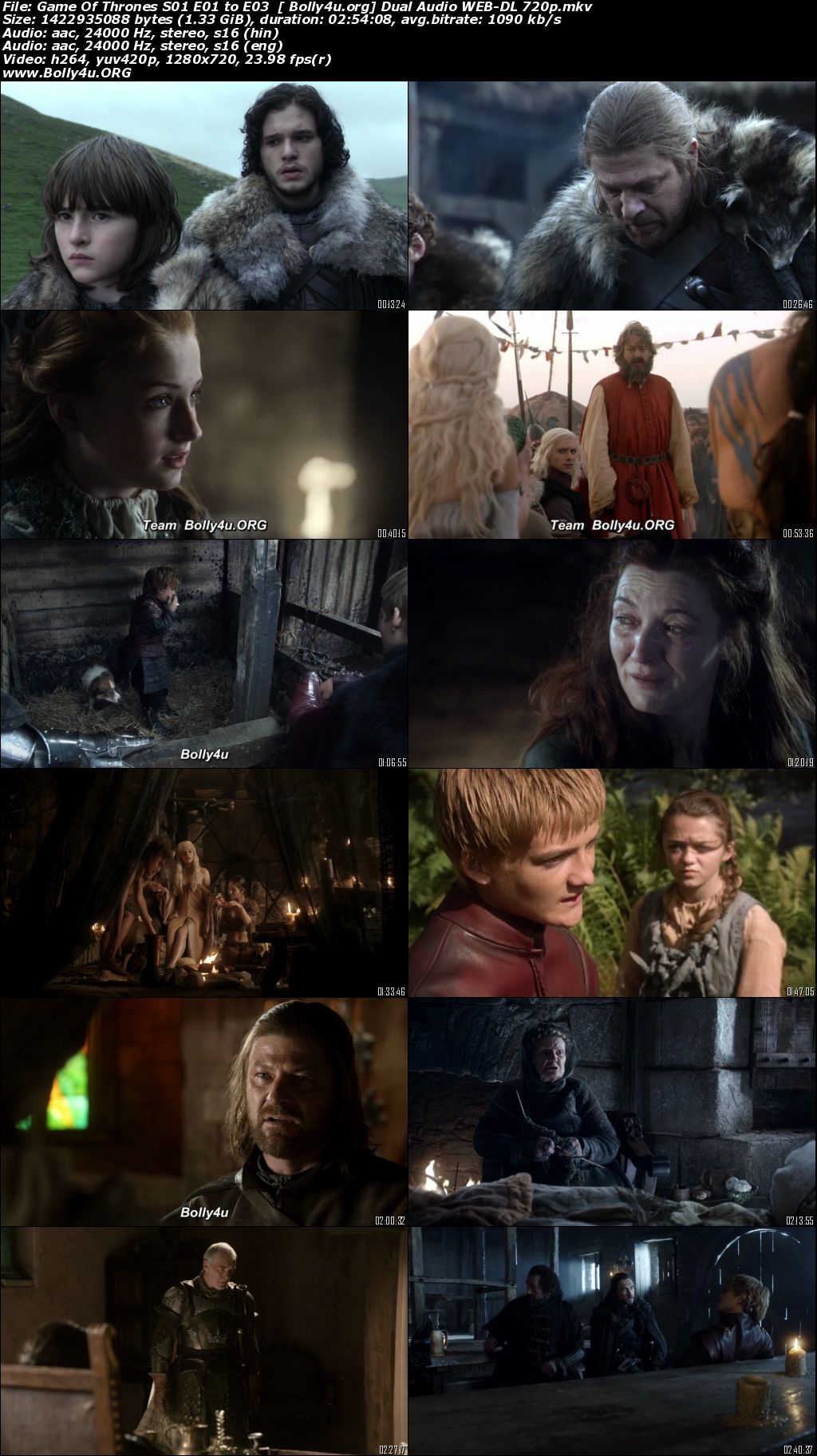 Game Of Thrones 2011 WEB-DL 4.2Gb Hindi Dual Audio S01 Download 720p
