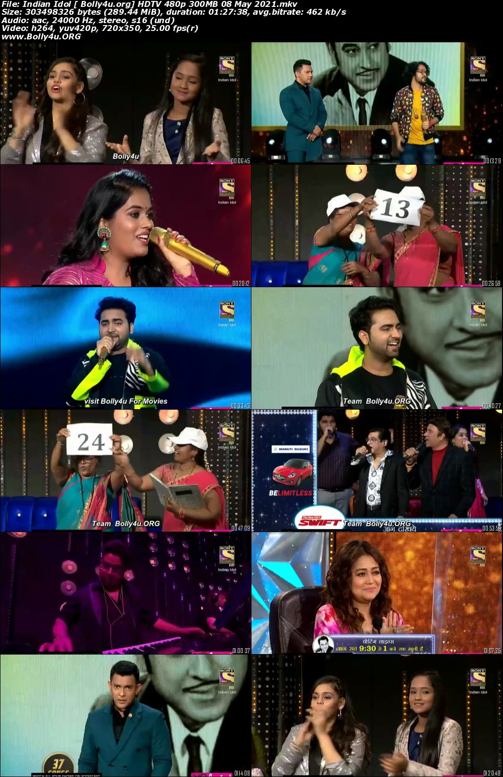 Indian Idol HDTV 480p 300MB 08 May 2021 Download
