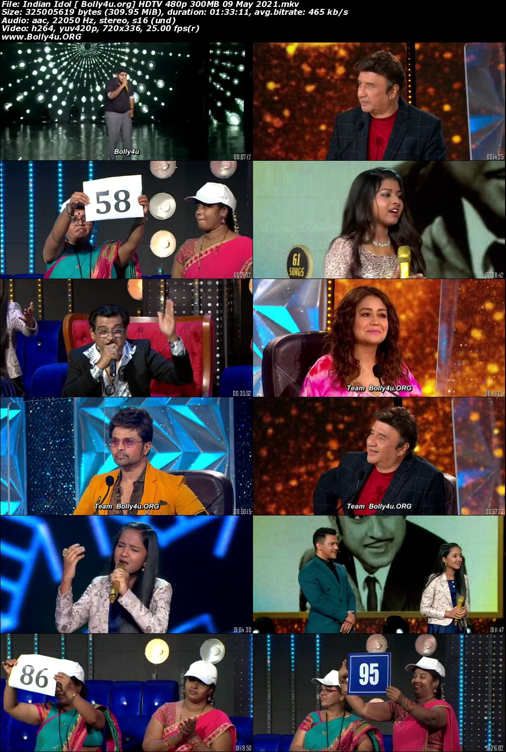 Indian Idol HDTV 480p 300MB 09 May 2021 Download