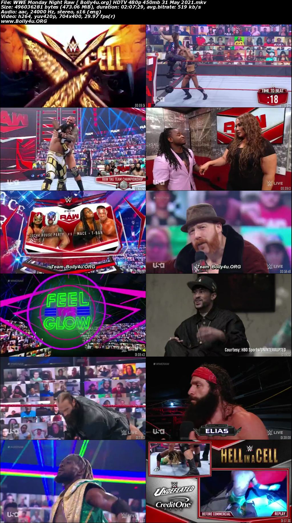 WWE Monday Night Raw HDTV 480p 450mb 31 May 2021 Download