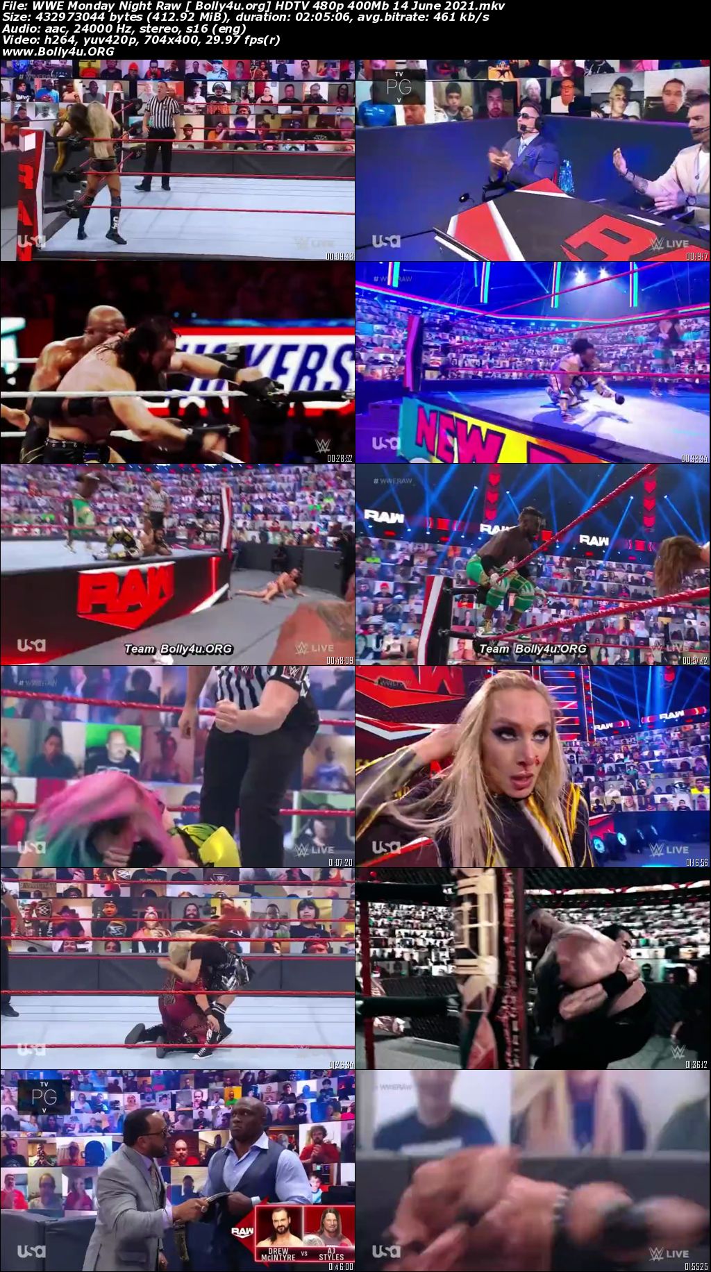 WWE Monday Night Raw HDTV 480p 400Mb 14 June 2021 Download