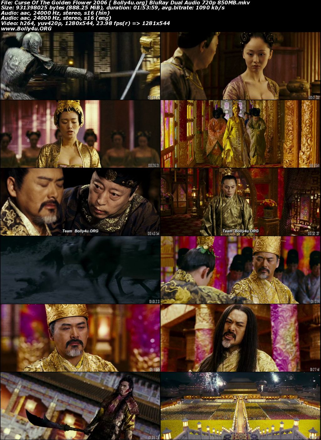 Curse of the Golden Flower 2006 BRRip 350MB Hindi Dual Audio 480p Download