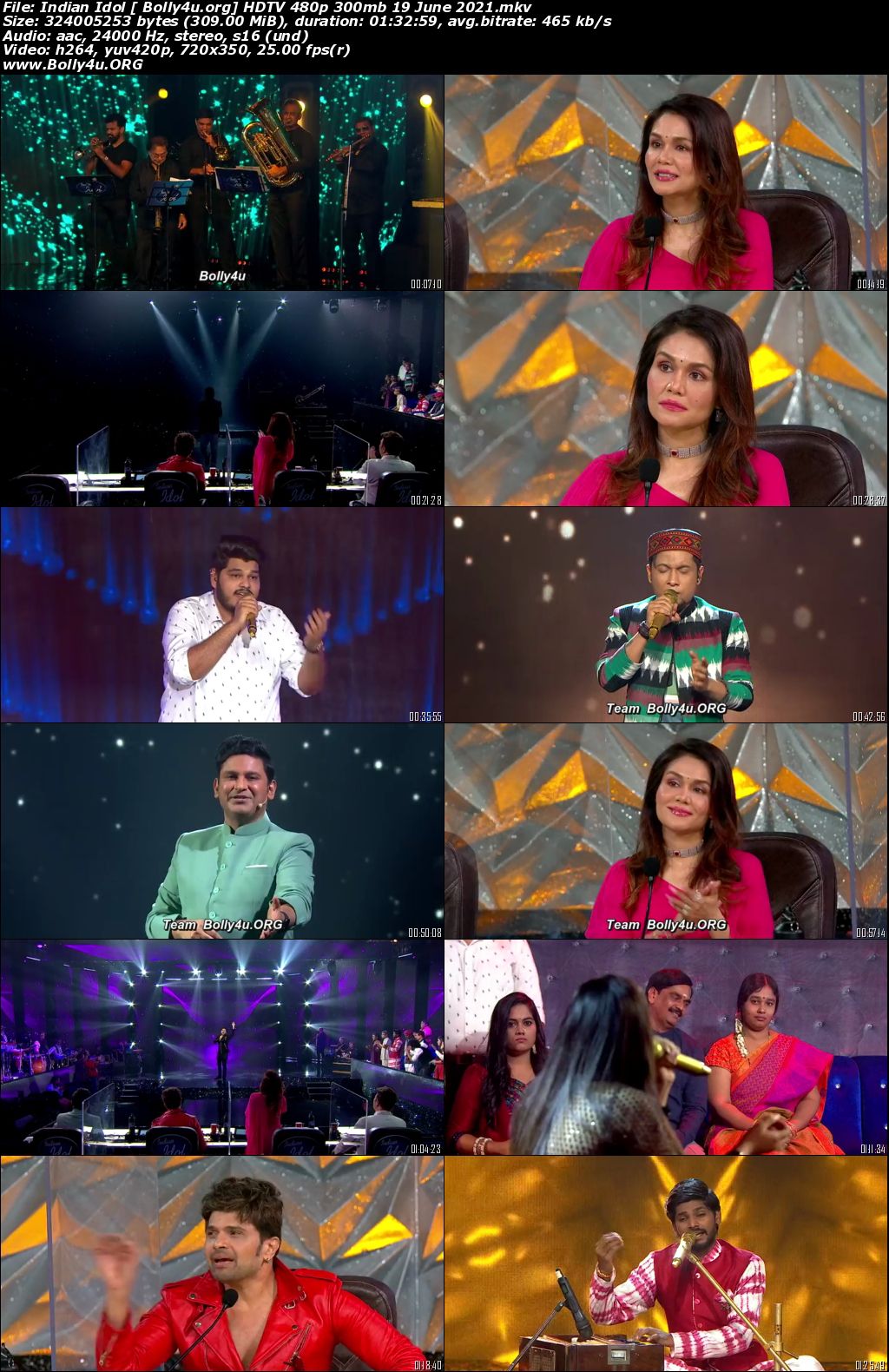 Indian Idol HDTV 480p 300Mb 19 June 2021 Download