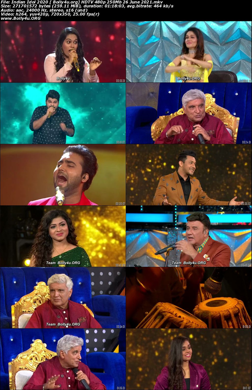 Indian Idol HDTV 480p 250Mb 26 June 2021 Download
