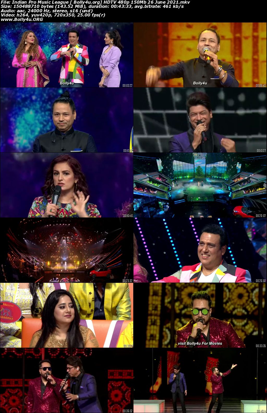 Indian Pro Music League HDTV 480p 150Mb 26 June 2021 Download