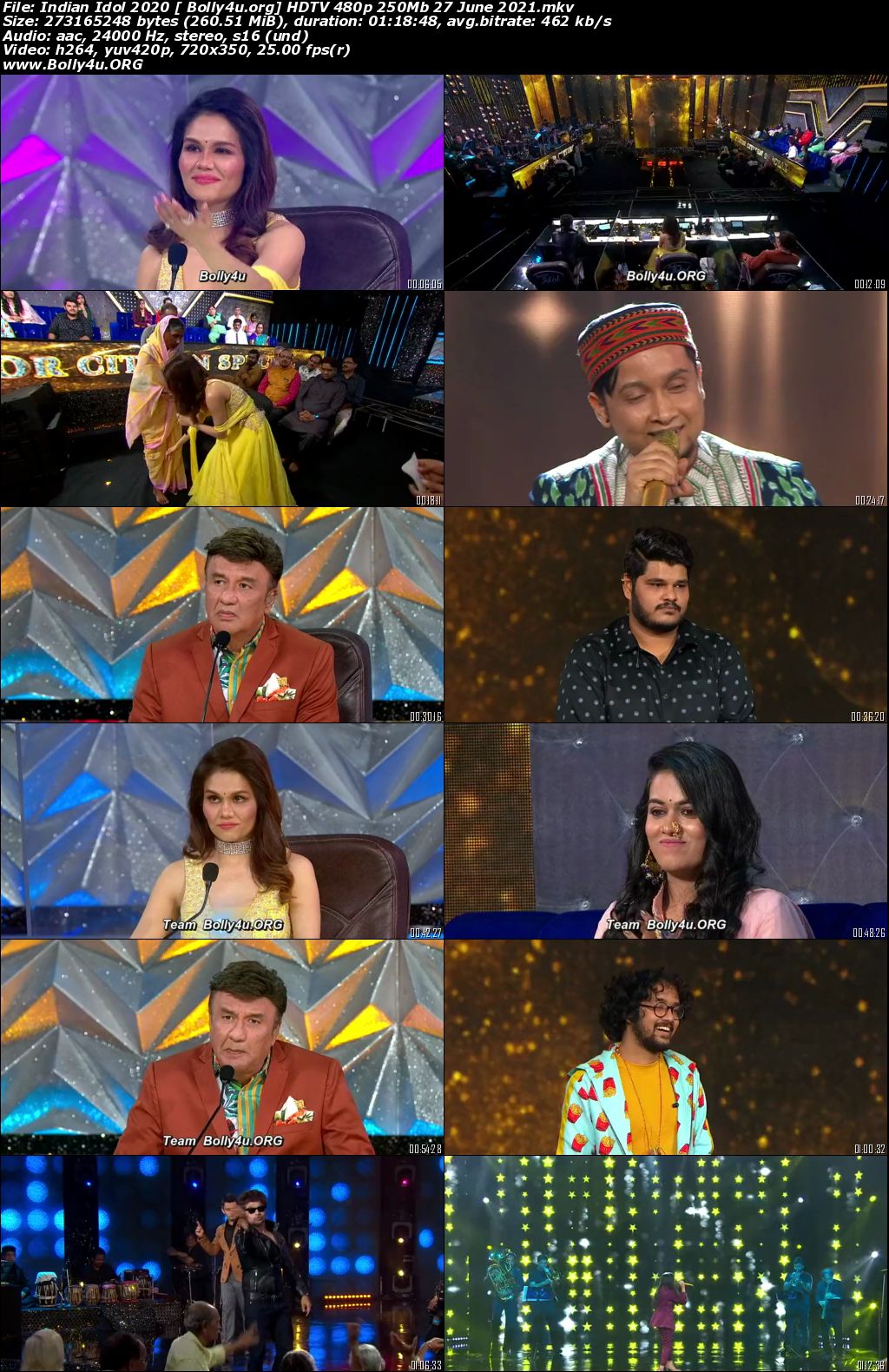 Indian Idol HDTV 480p 250Mb 27 June 2021 Download