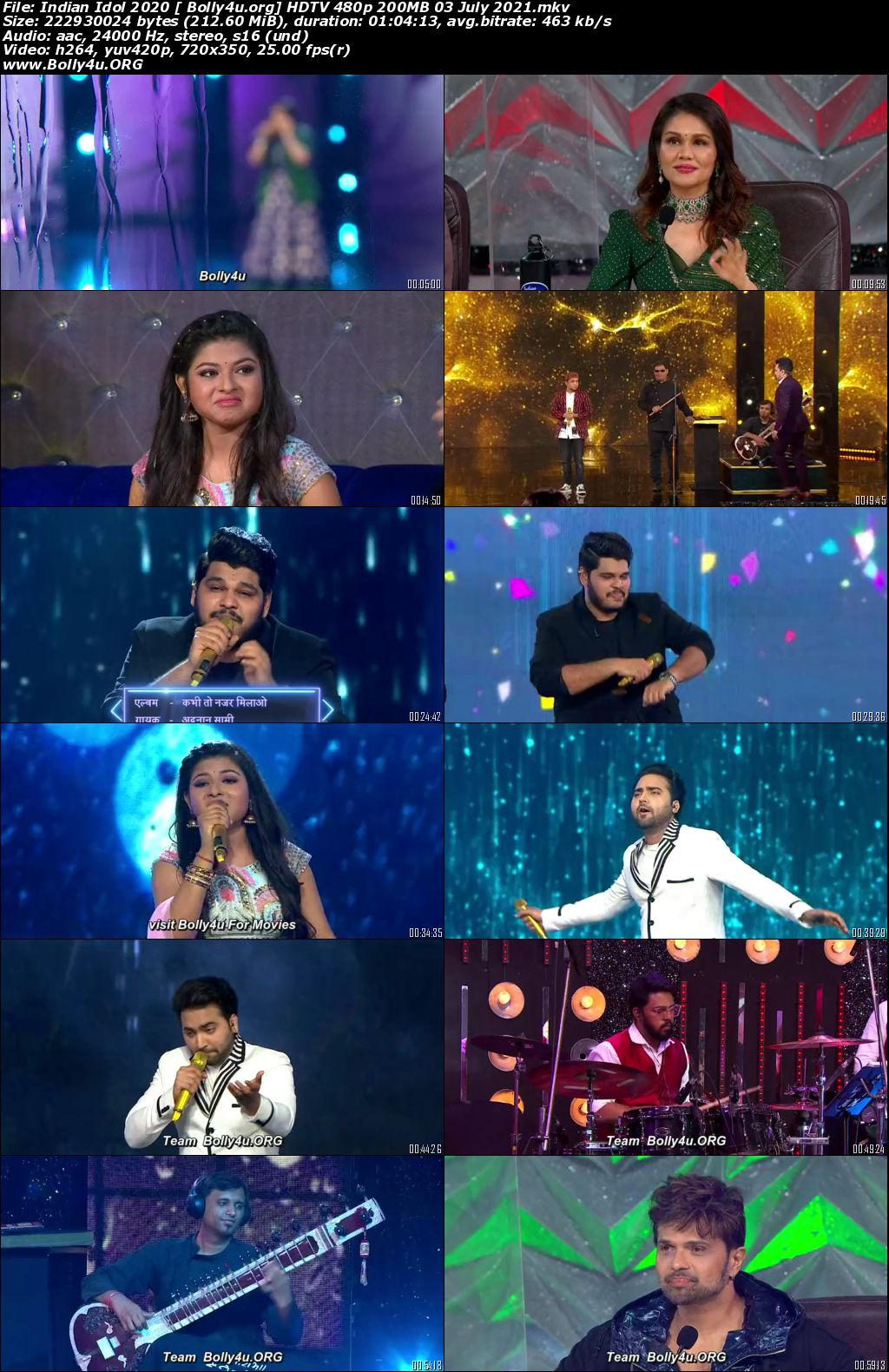 Indian Idol HDTV 480p 200MB 03 July 2021 Download