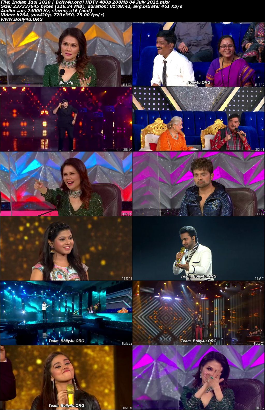 Indian Idol HDTV 480p 200Mb 04 July 2021 Download