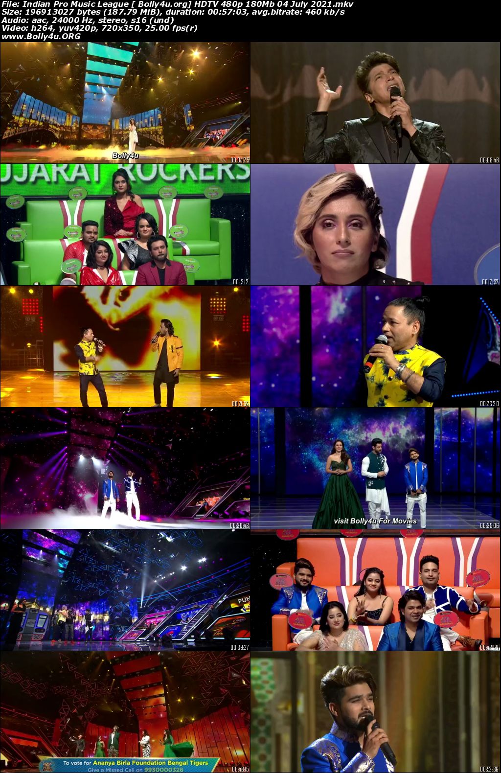 Indian Pro Music League HDTV 480p 180Mb 04 July 2021 Download