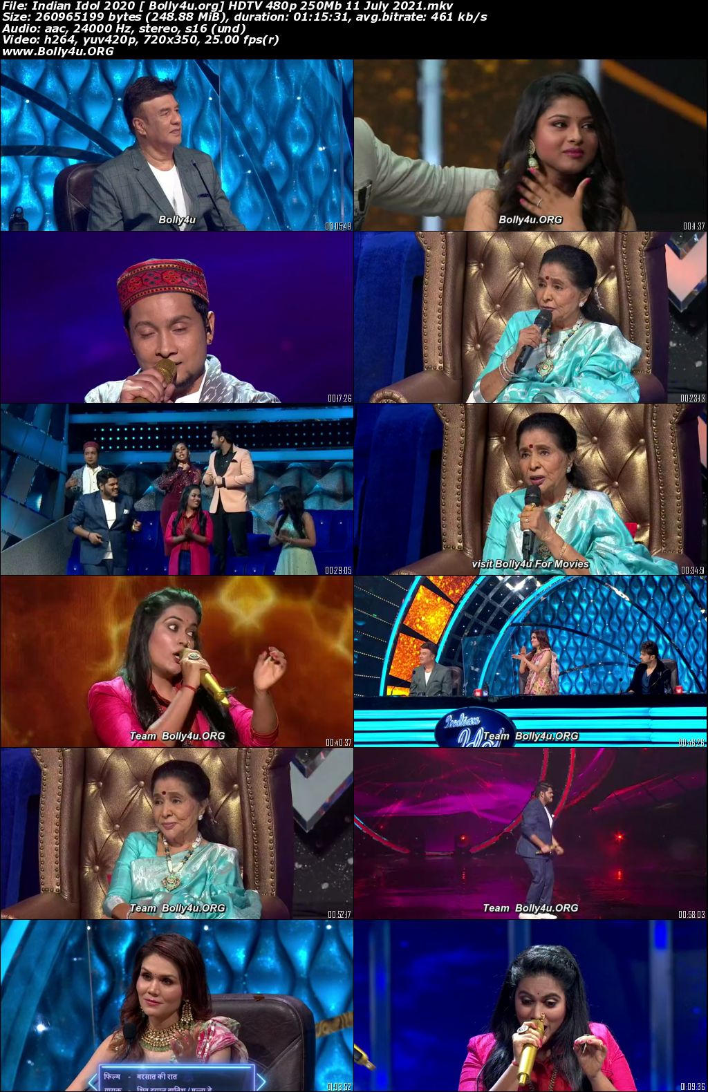 Indian Idol 2020 HDTV 480p 250Mb 11 July 2021 Download