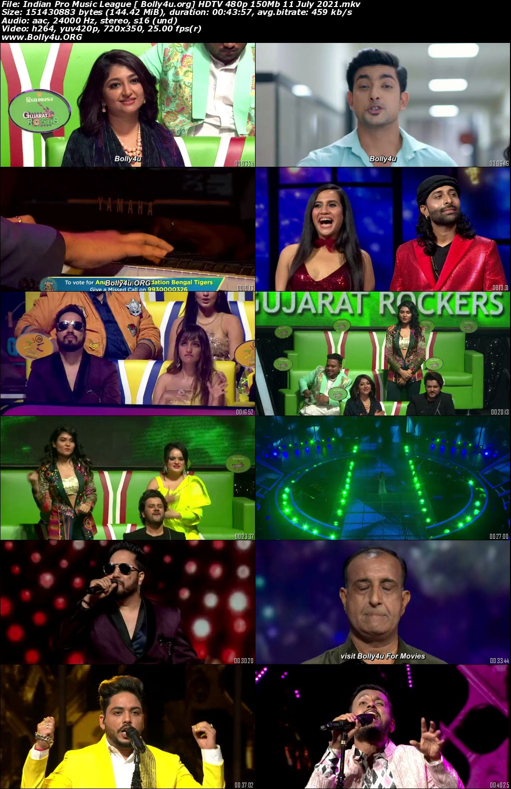 Indian Pro Music League HDTV 480p 150Mb 11 July 2021 Download
