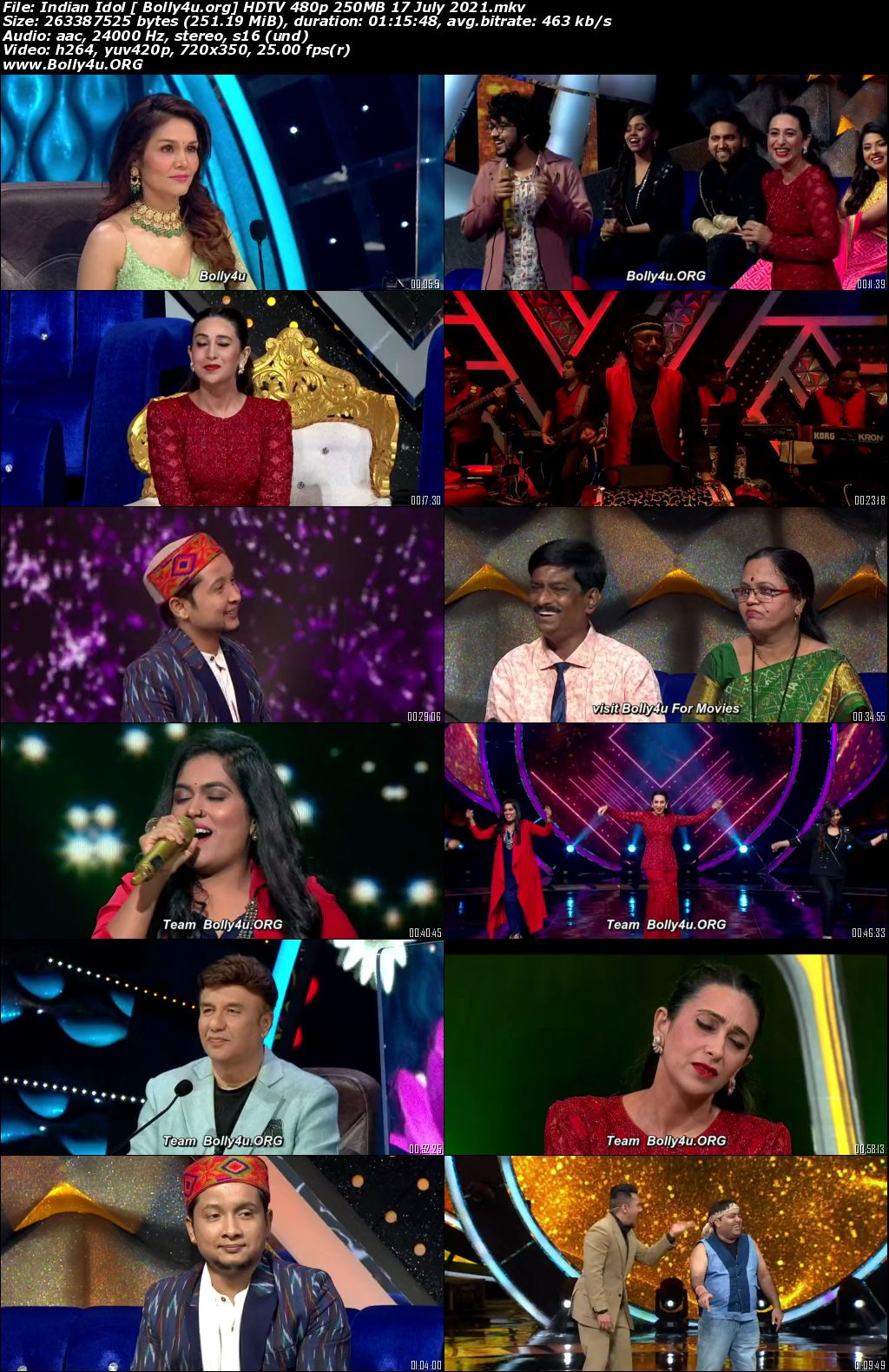 Indian Idol HDTV 480p 250MB 17 July 2021 Download