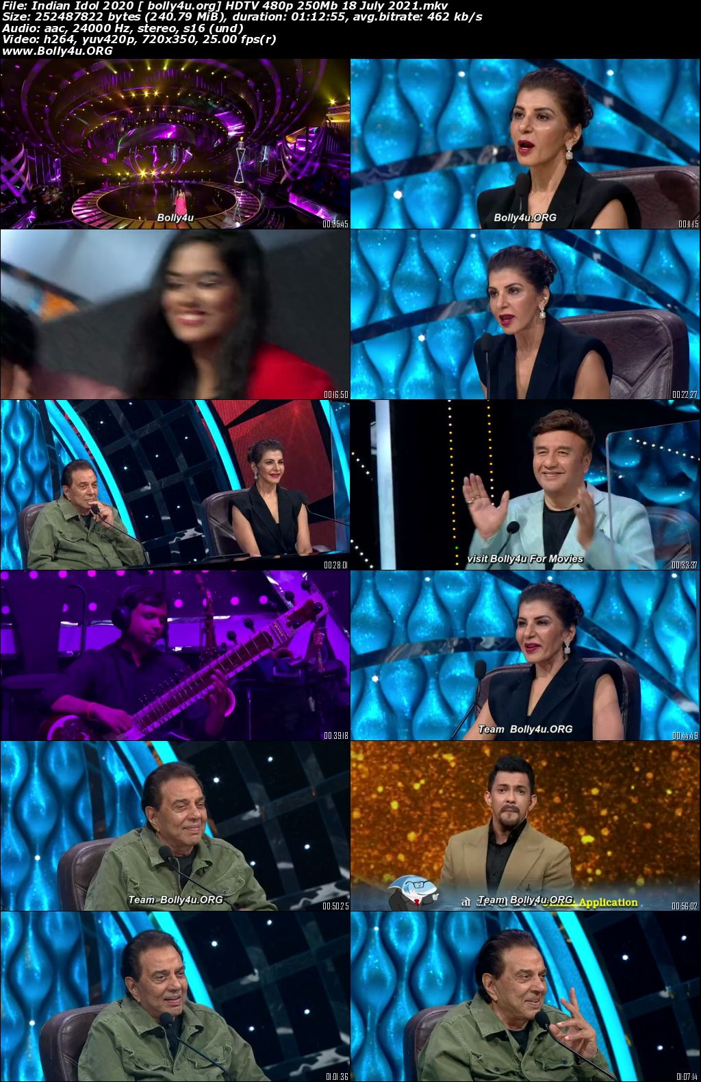 Indian Idol HDTV 480p 250MB 18 July 2021 Download