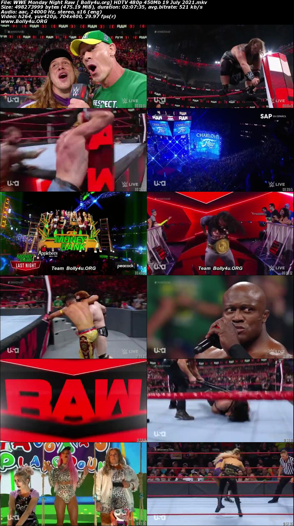 WWE Monday Night Raw HDTV 480p 450Mb 19 July 2021 Download