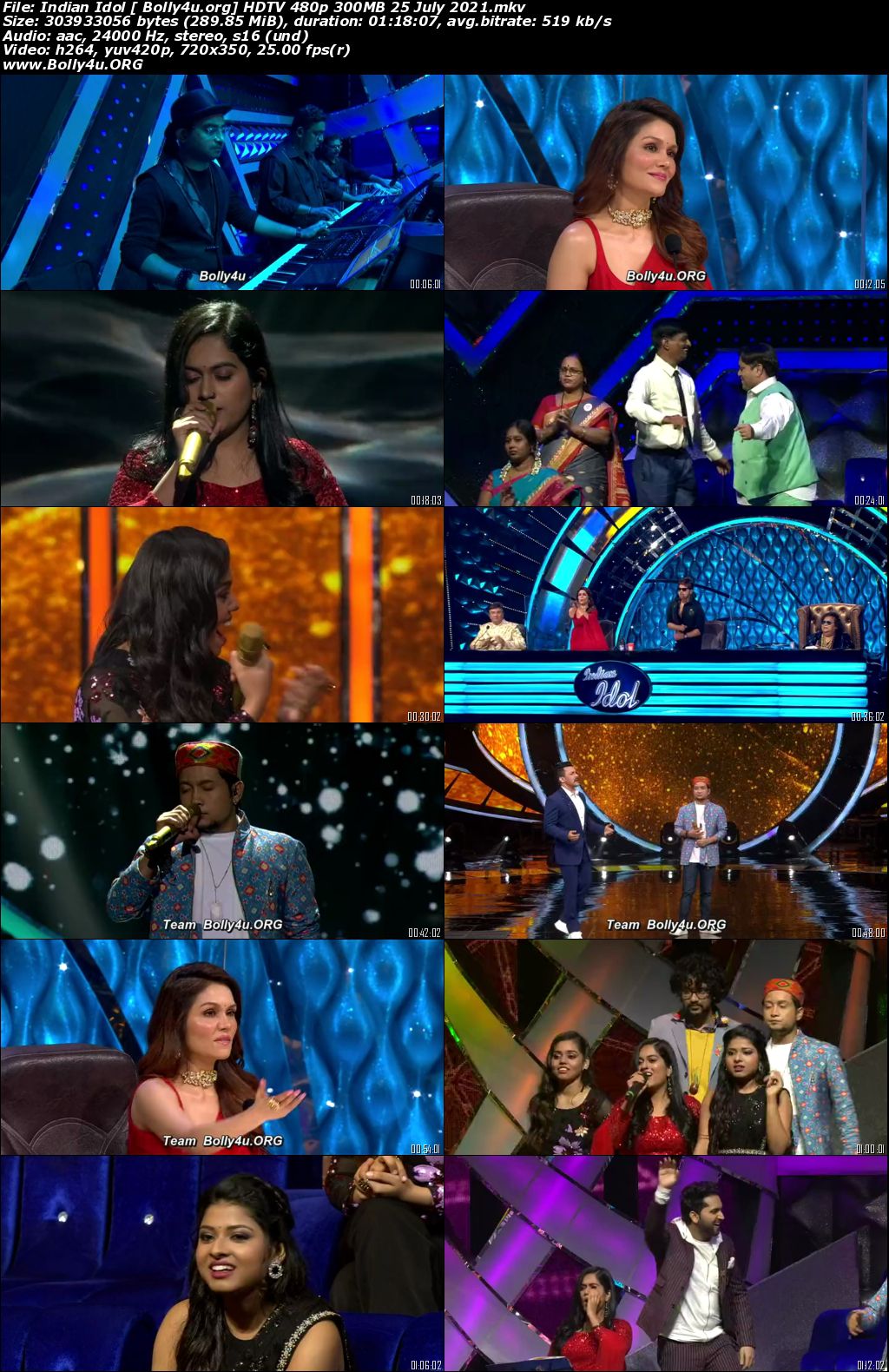 Indian Idol HDTV 480p 300MB 25 July 2021 Download