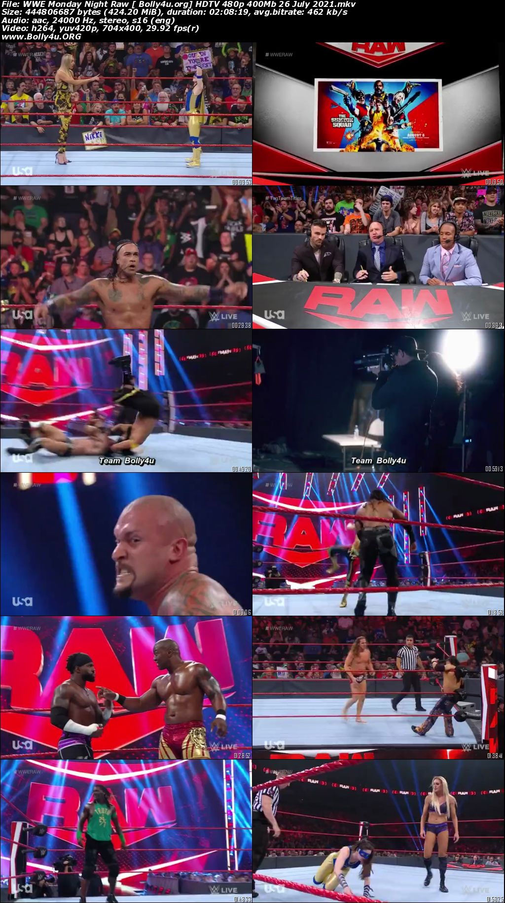 WWE Monday Night Raw HDTV 480p 400Mb 26 July 2021 Download