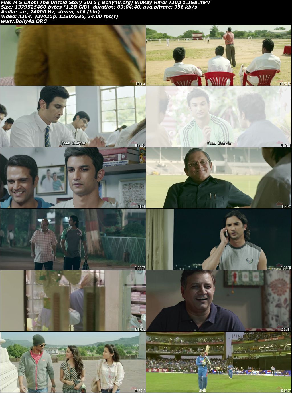 M S Dhoni The Untold Story 2016 BluRay 1.2GB Hindi Movie Download 720p