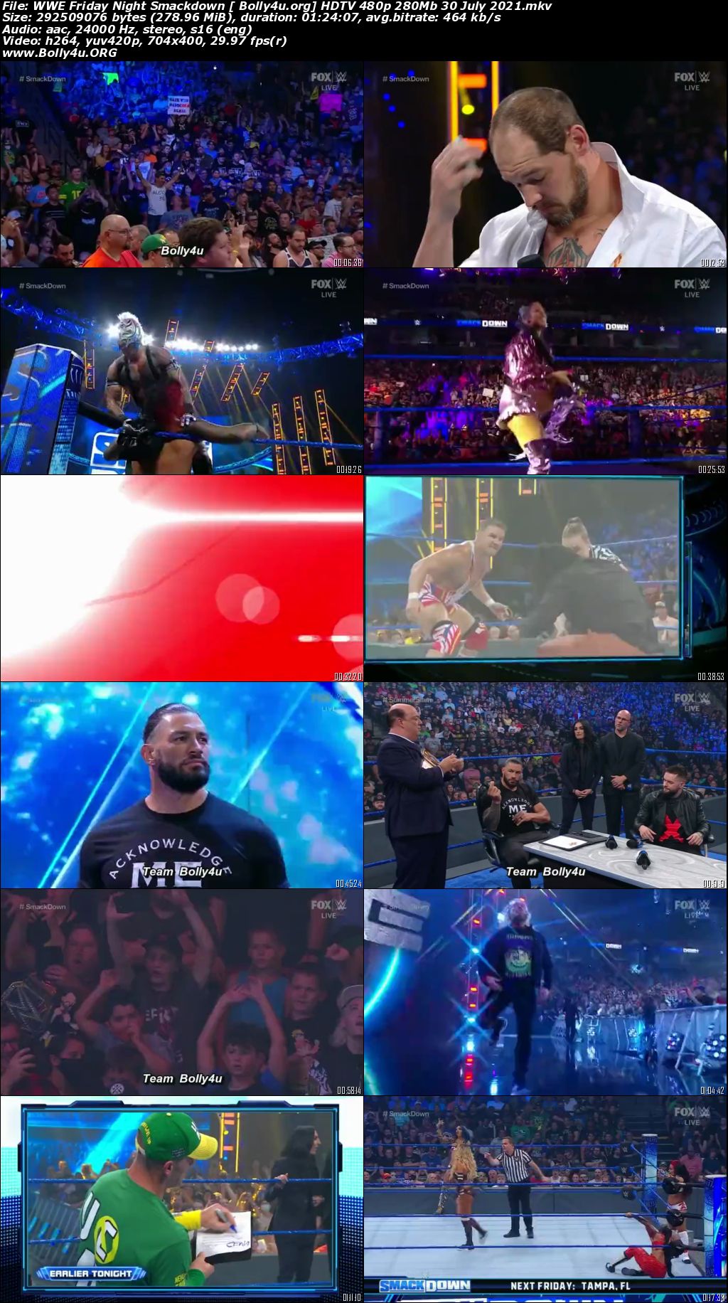 WWE Friday Night Smackdown HDTV 480p 280Mb 30 July 2021 Download