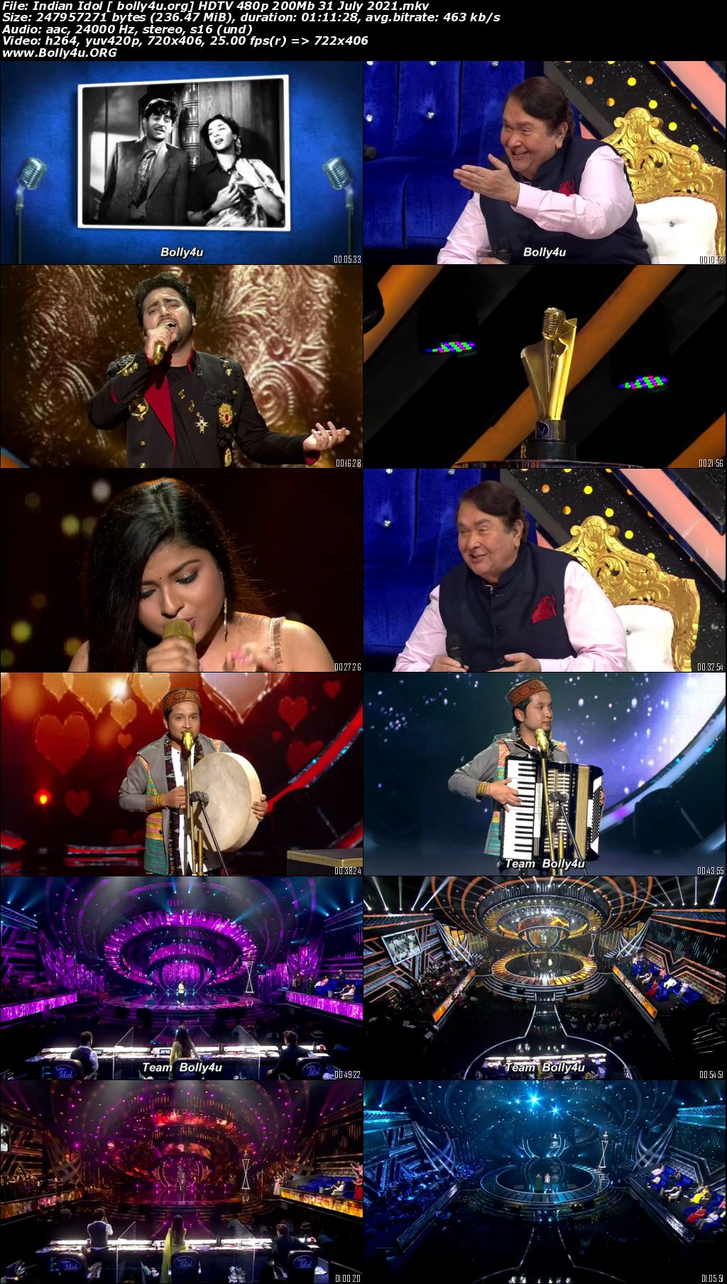 Indian Idol HDTV 480p 200Mb 31 July 2021 Download