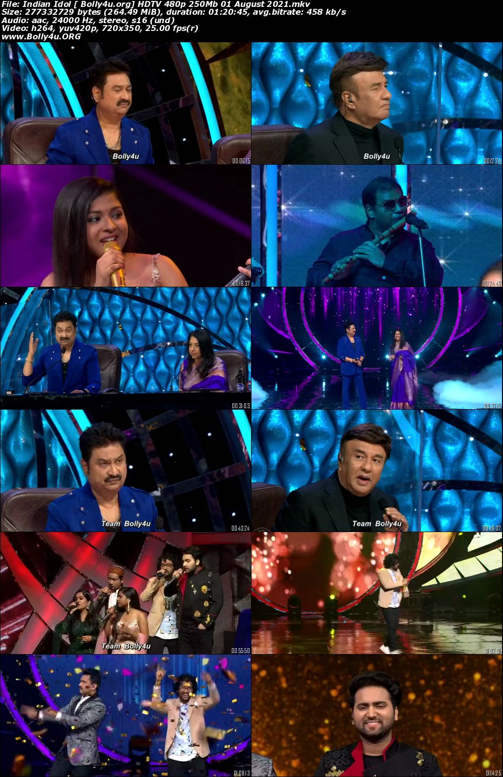 Indian Idol HDTV 480p 250Mb 01 August 2021 Download