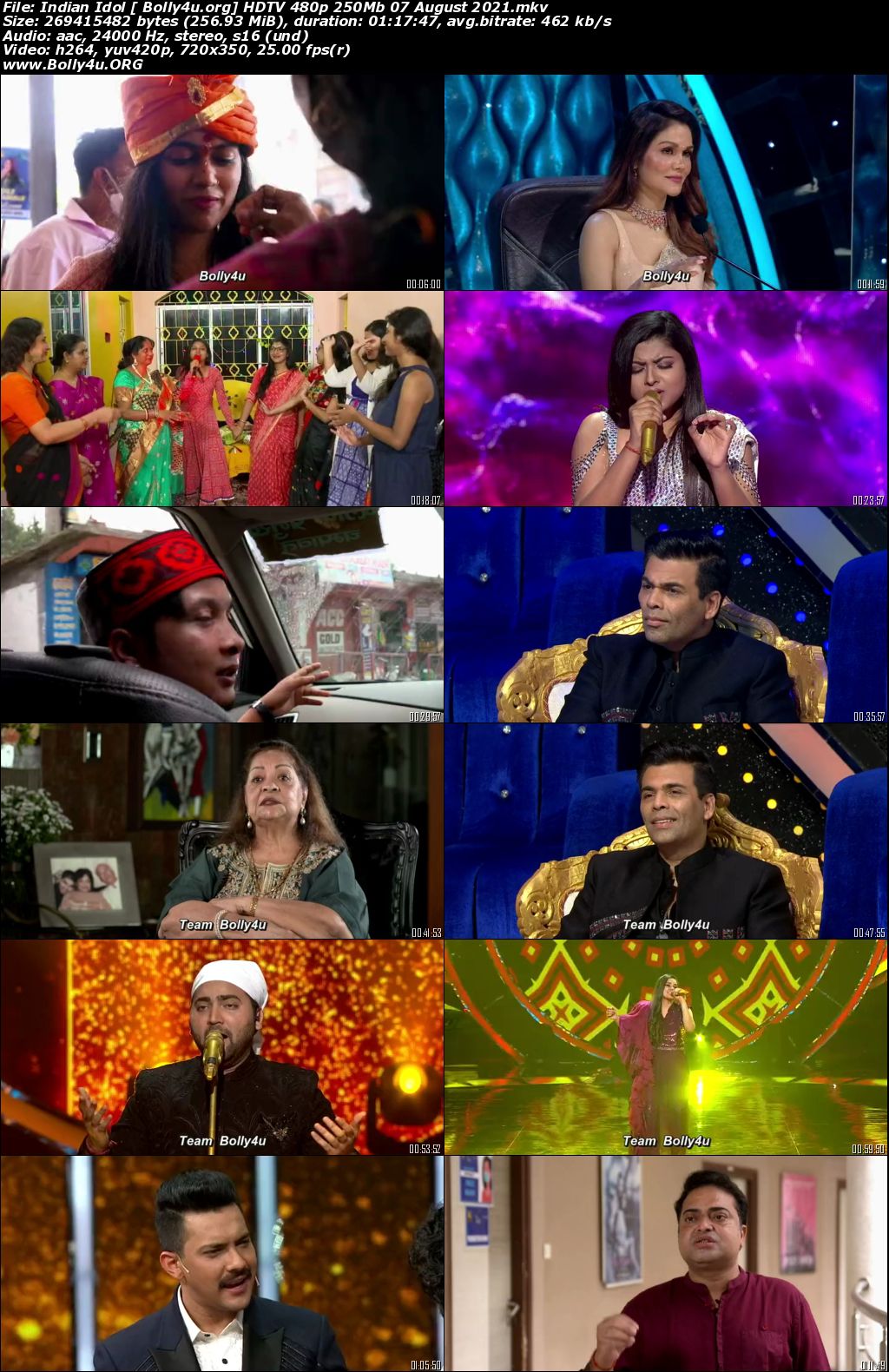 Indian Idol HDTV 480p 250Mb 07 August 2021 Download