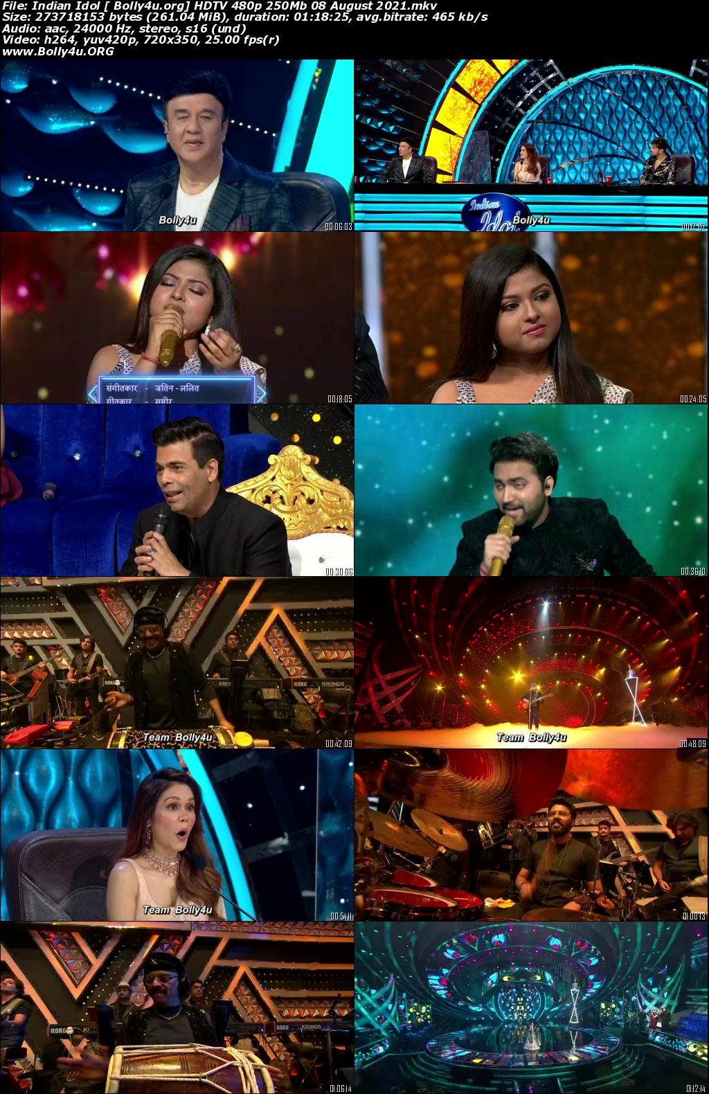 Indian Idol HDTV 480p 250Mb 08 August 2021 Download