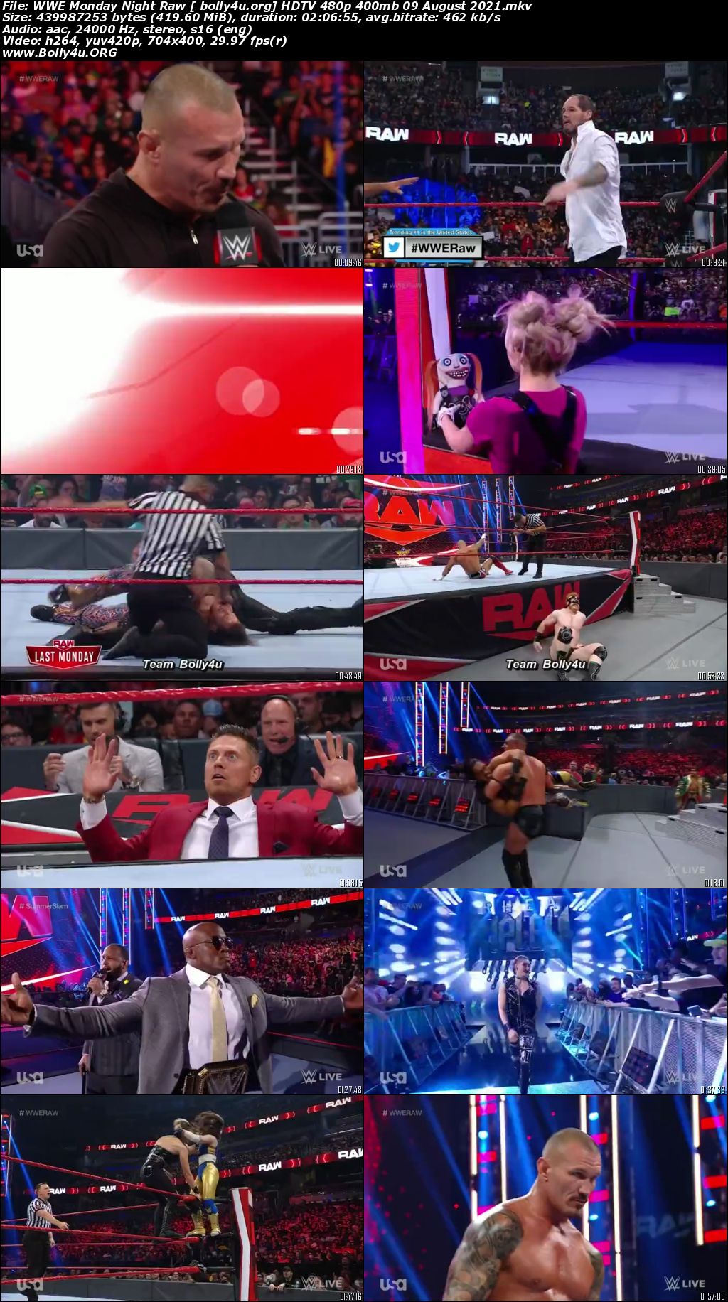 WWE Monday Night Raw HDTV 480p 400mb 09 August 2021 Download