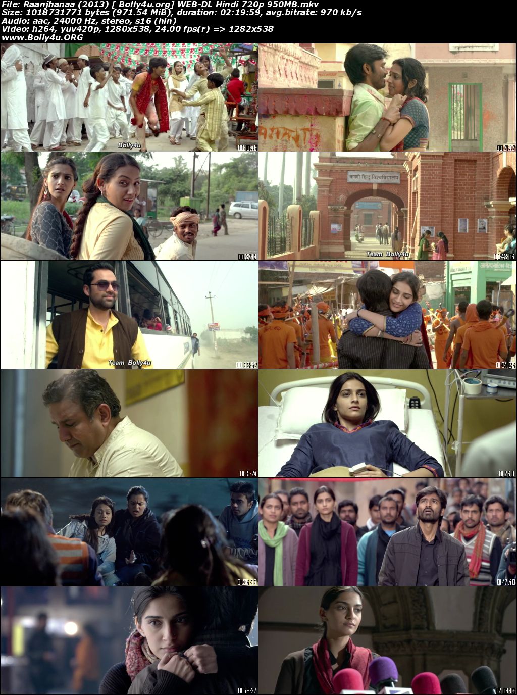 Raanjhanaa 2013 WEBRip 350MB Full Hindi Movie Download 480p