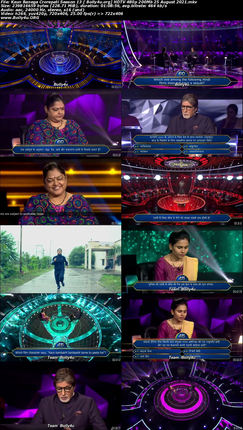 Kaun Banega Crorepati S13 HDTV 480p 200Mb 25 August 2021 Download