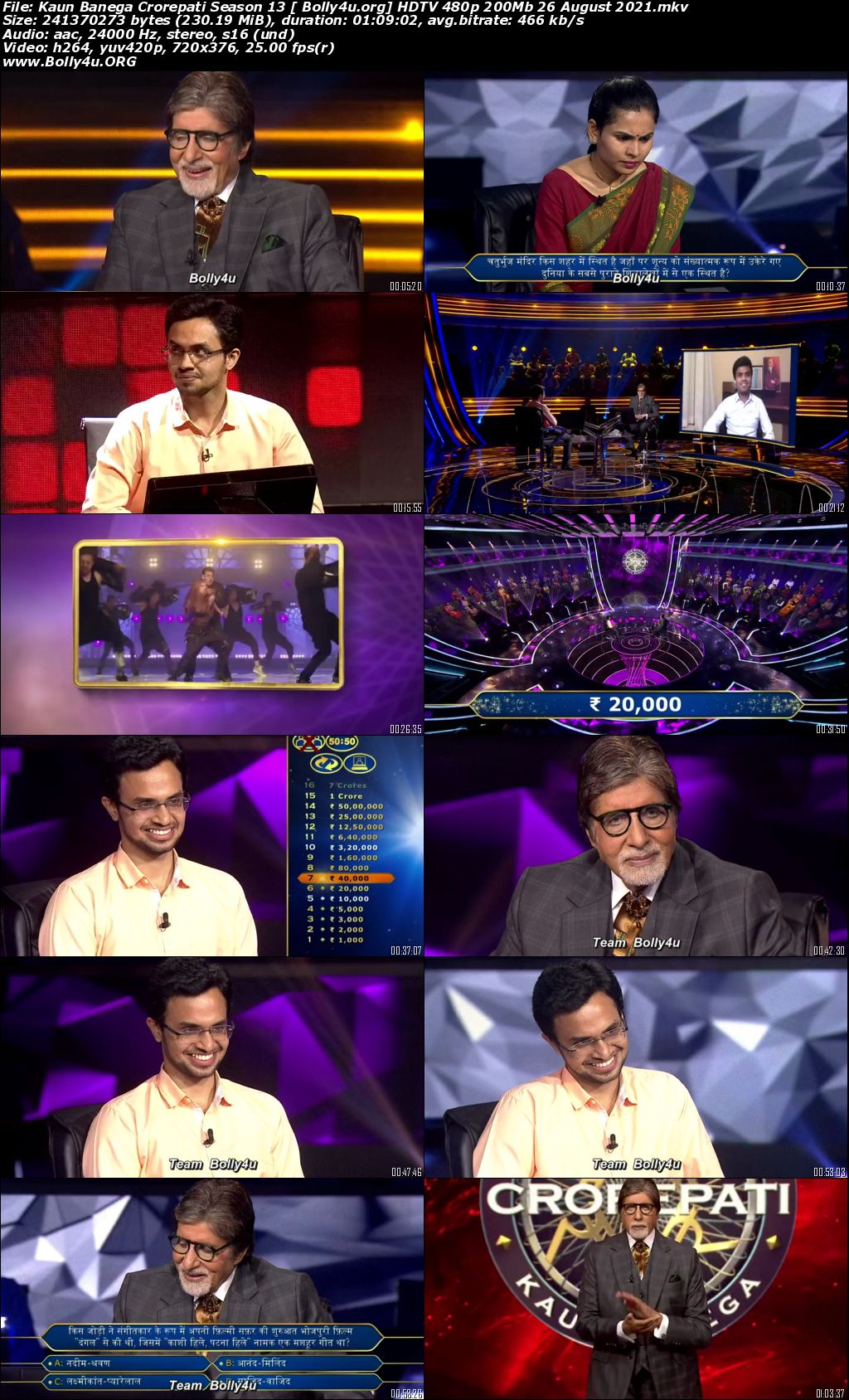 Kaun Banega Crorepati S13 HDTV 480p 200Mb 26 August 2021 Download