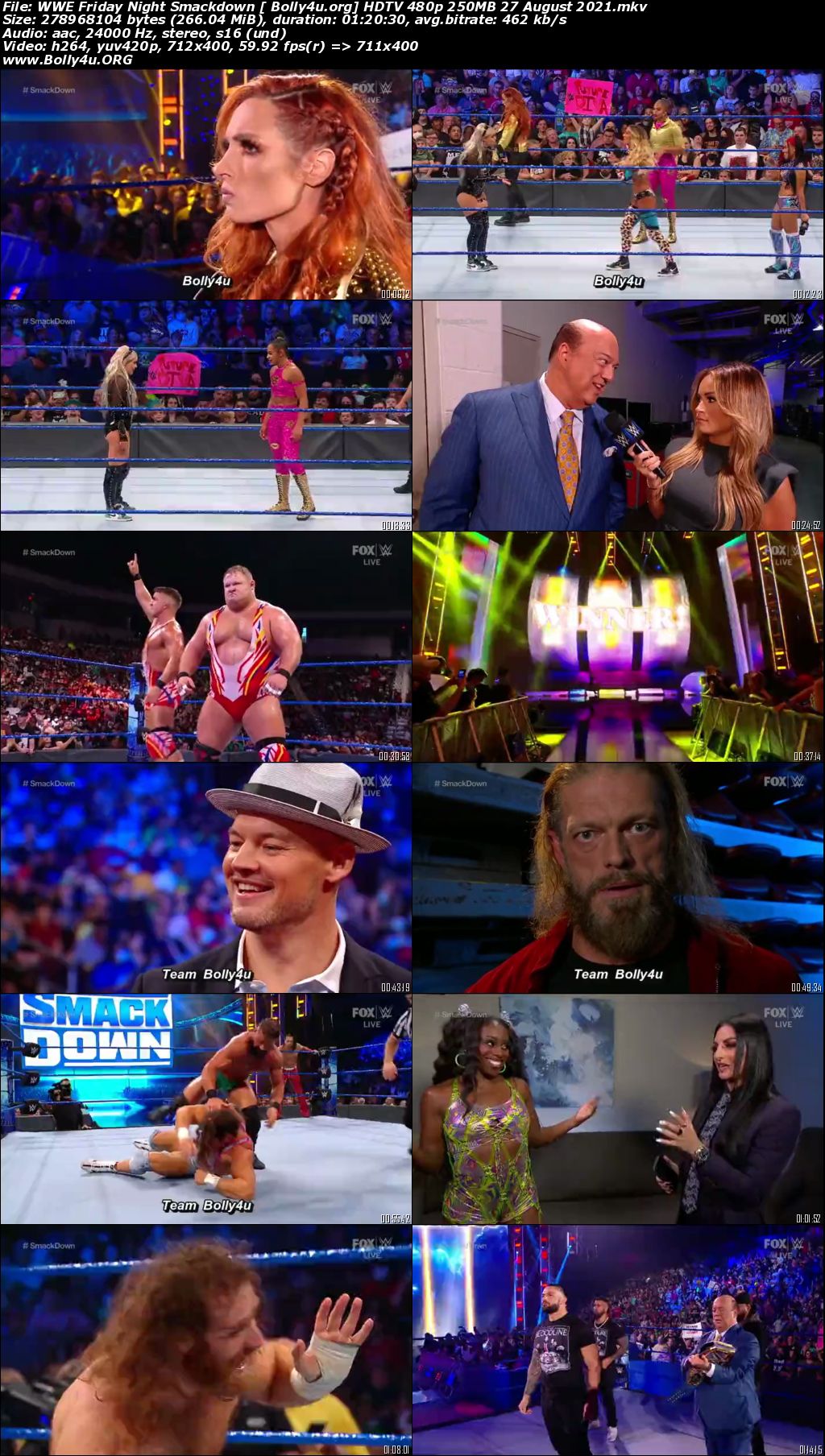 WWE Friday Night Smackdown HDTV 480p 250MB 27 August 2021 Download
