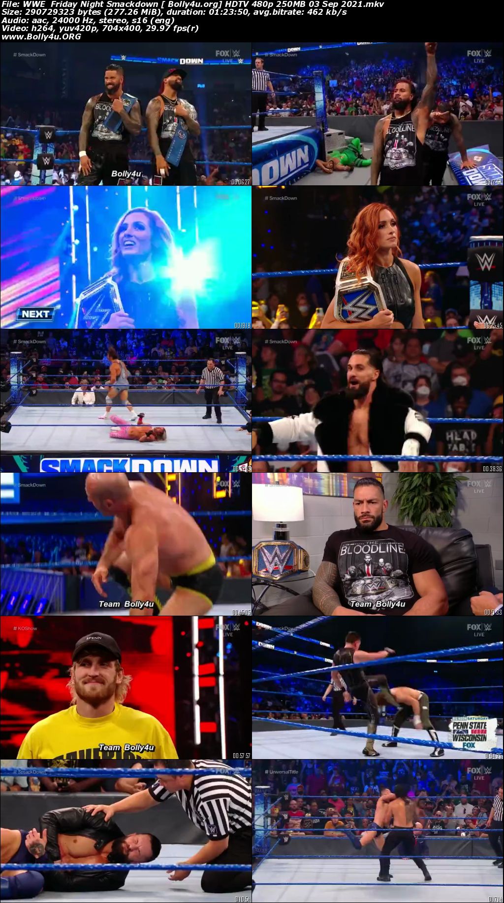 WWE  Friday Night Smackdown HDTV 480p 250MB 03 Sep 2021 Download