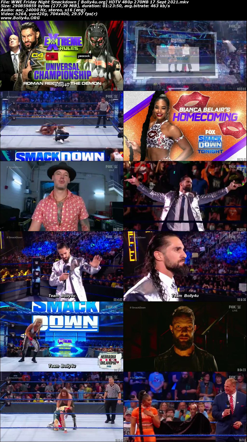 WWE Friday Night Smackdown HDTV 480p 270MB 17 Sept 2021 Download