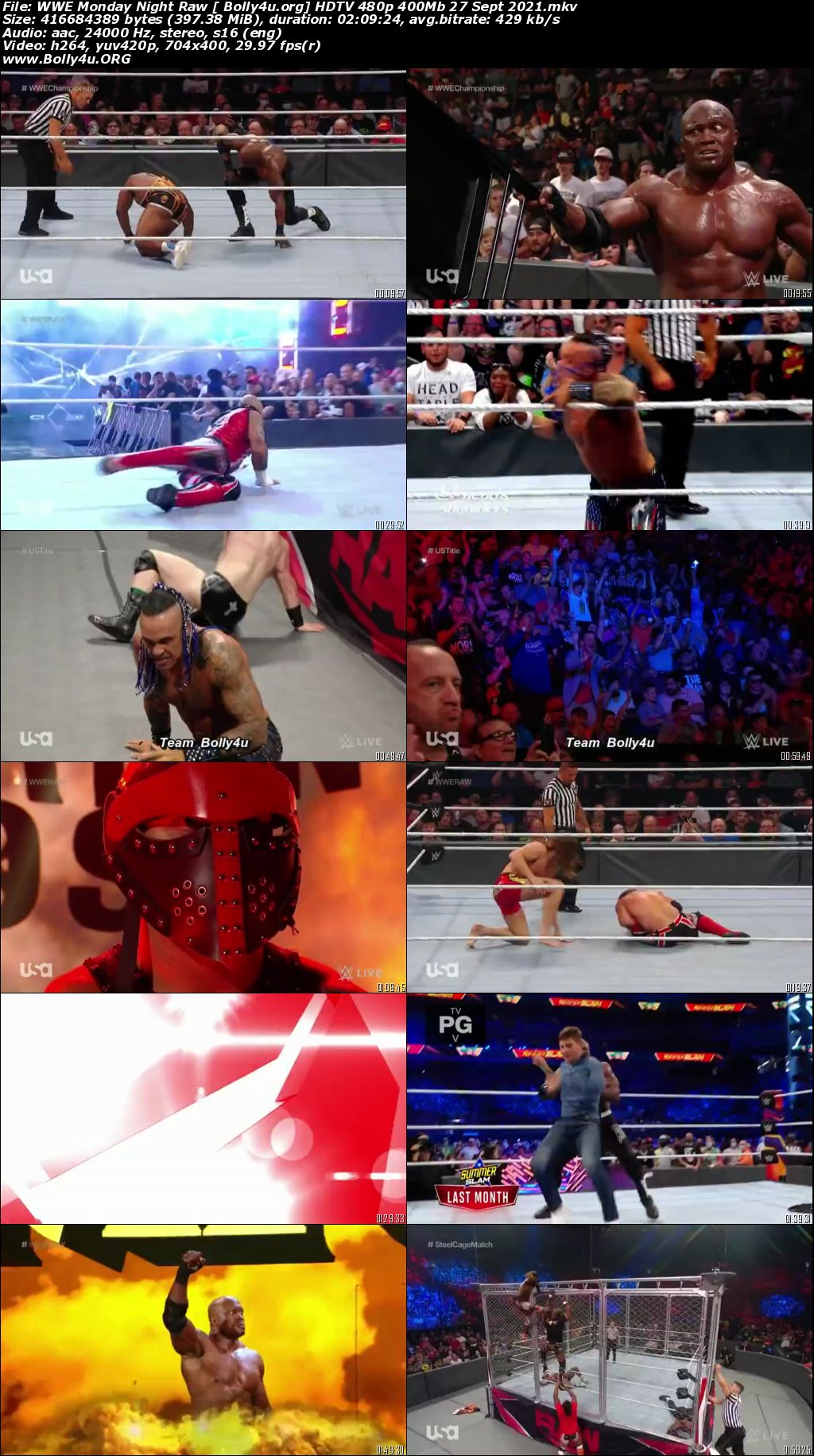 WWE Monday Night Raw HDTV 480p 400Mb 27 Sept 2021 Download