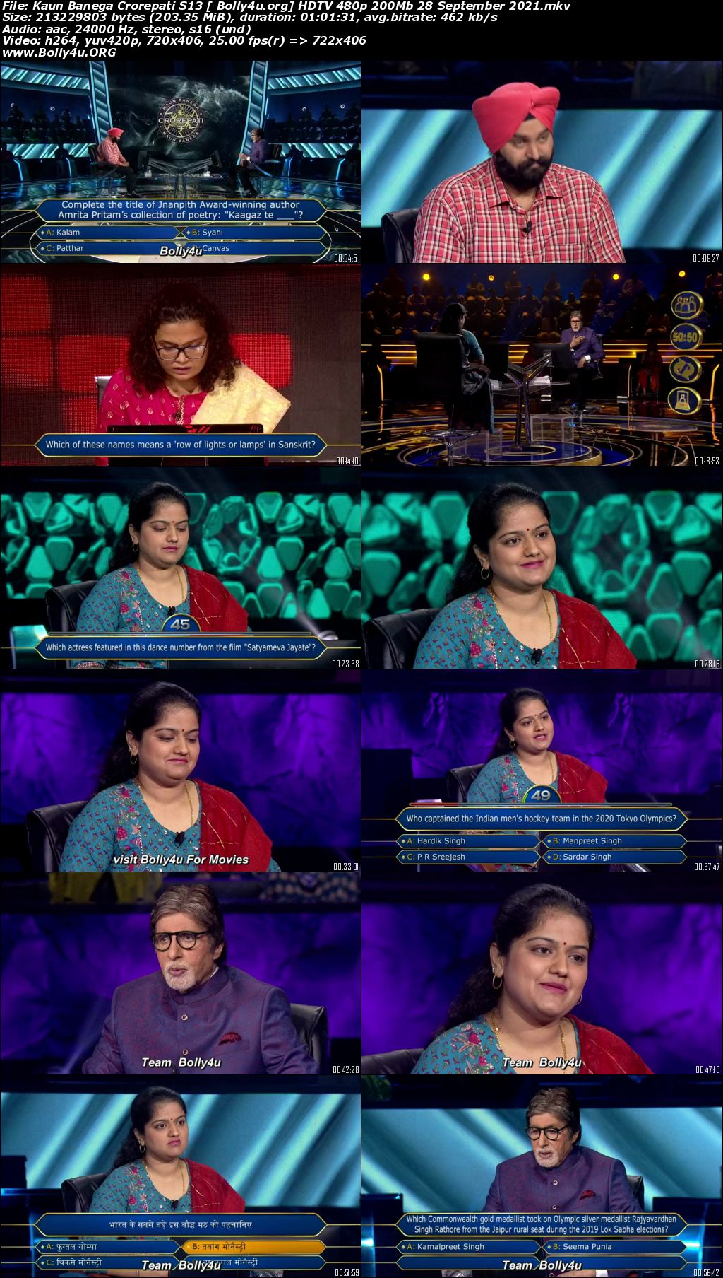 Kaun Banega Crorepati S13 HDTV 480p 200Mb 28 September 2021 Download